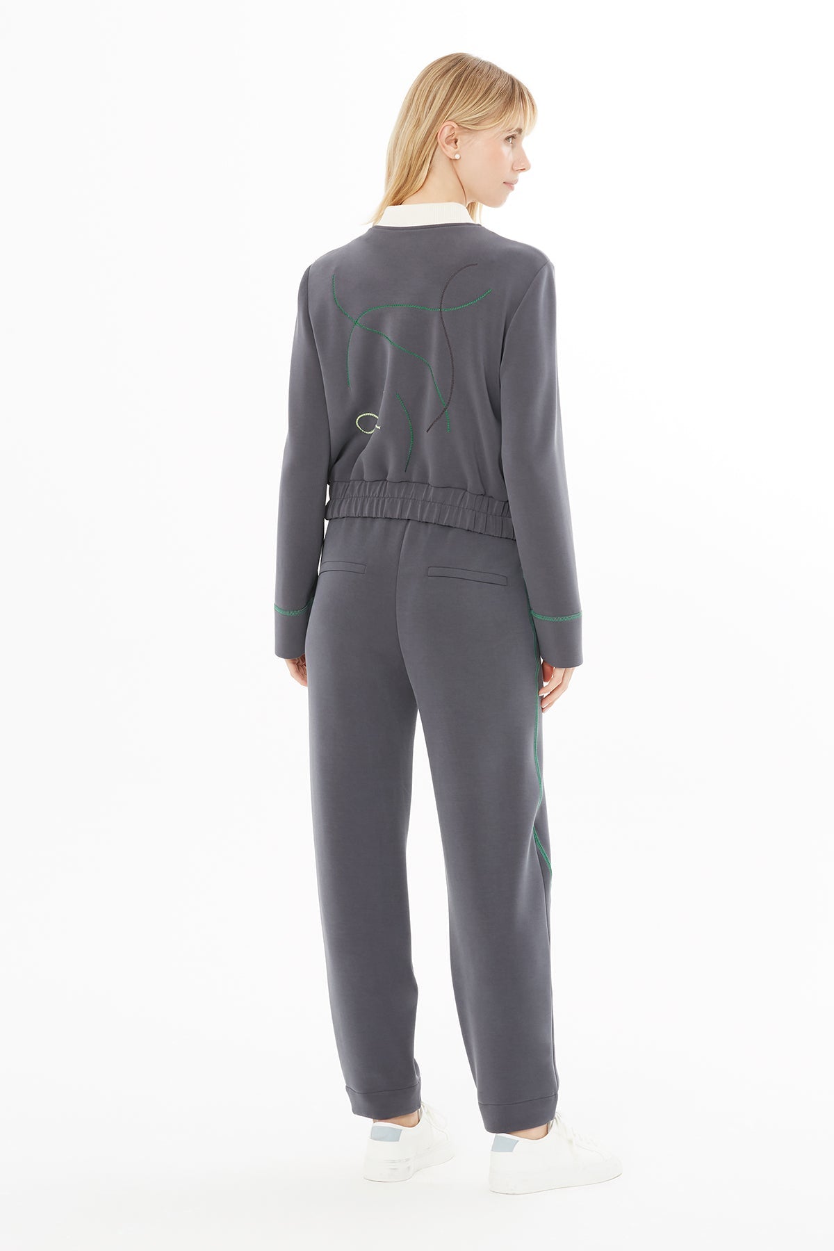Grey Stripe-Detail Sweatpants