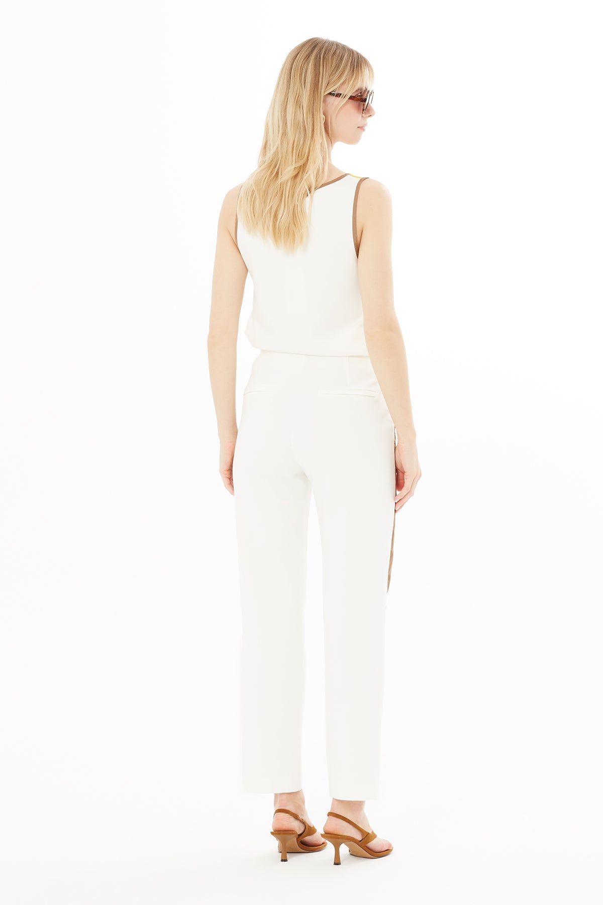 Ecru Embroidered Sweatpants