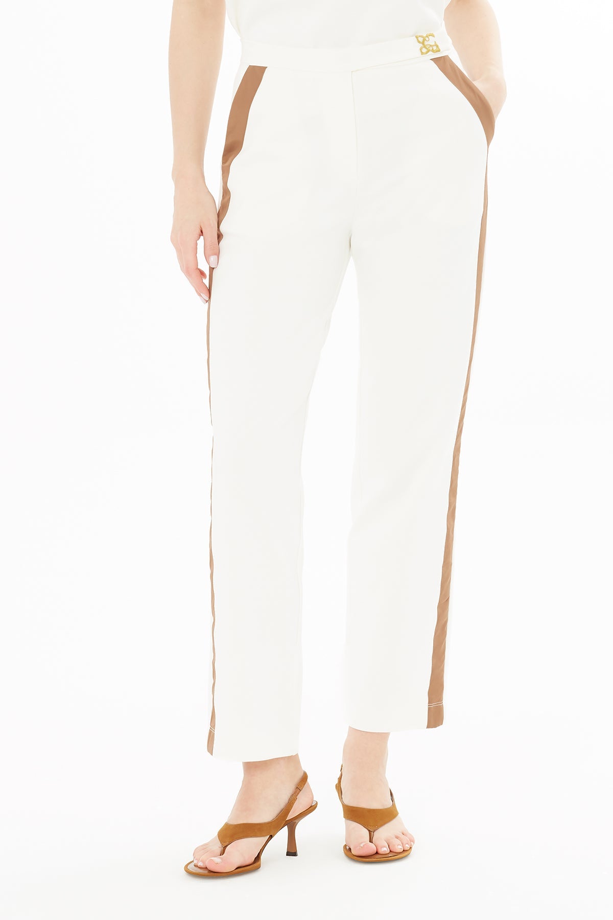 Ecru Embroidered Sweatpants