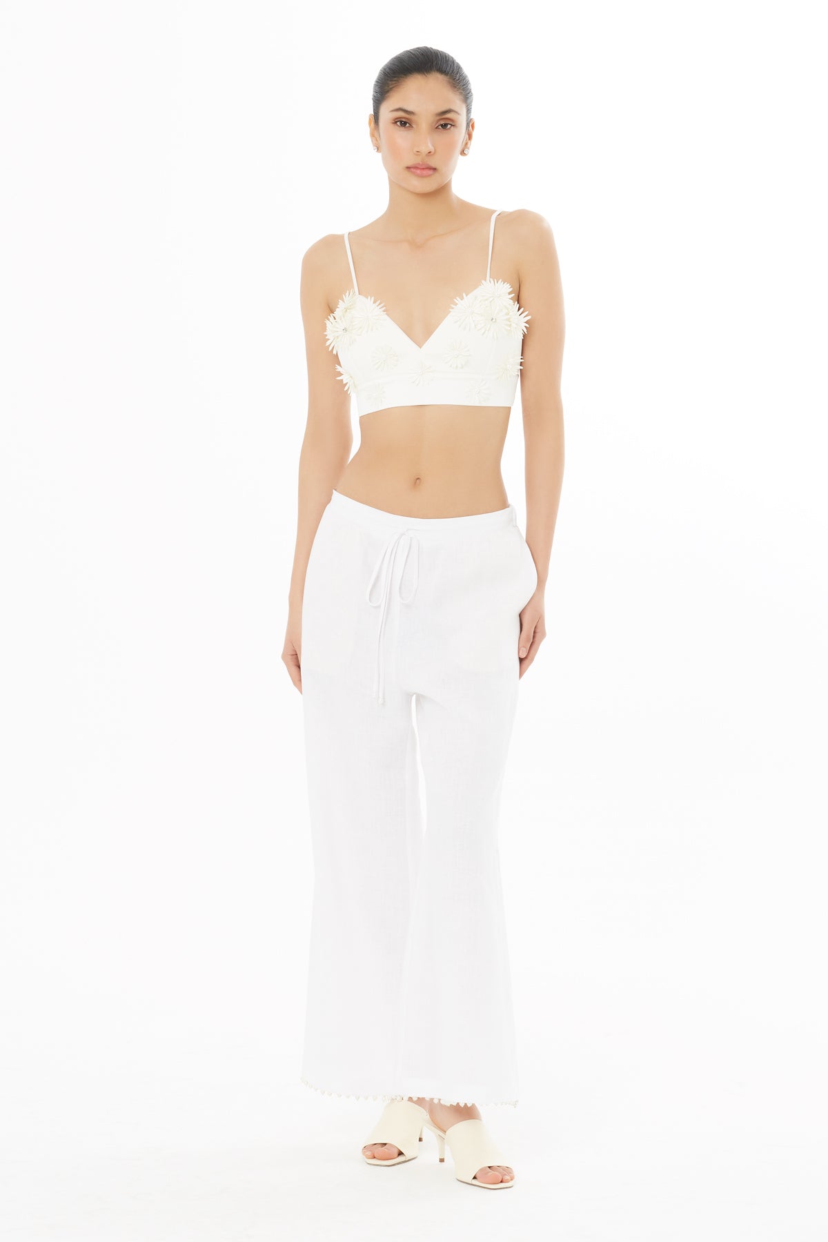 White Floral Strap Bustier