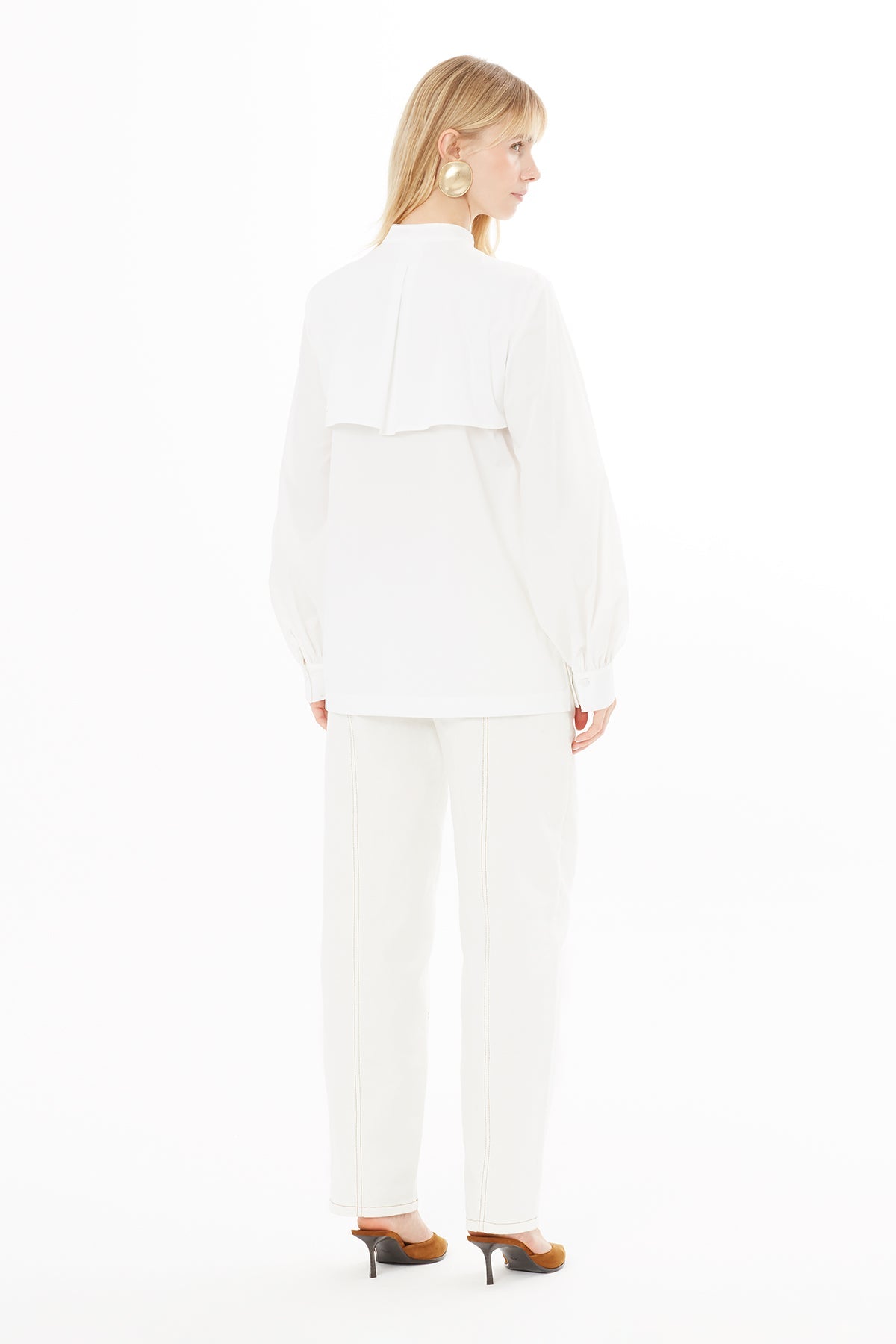 White Collar-Detail Shirt