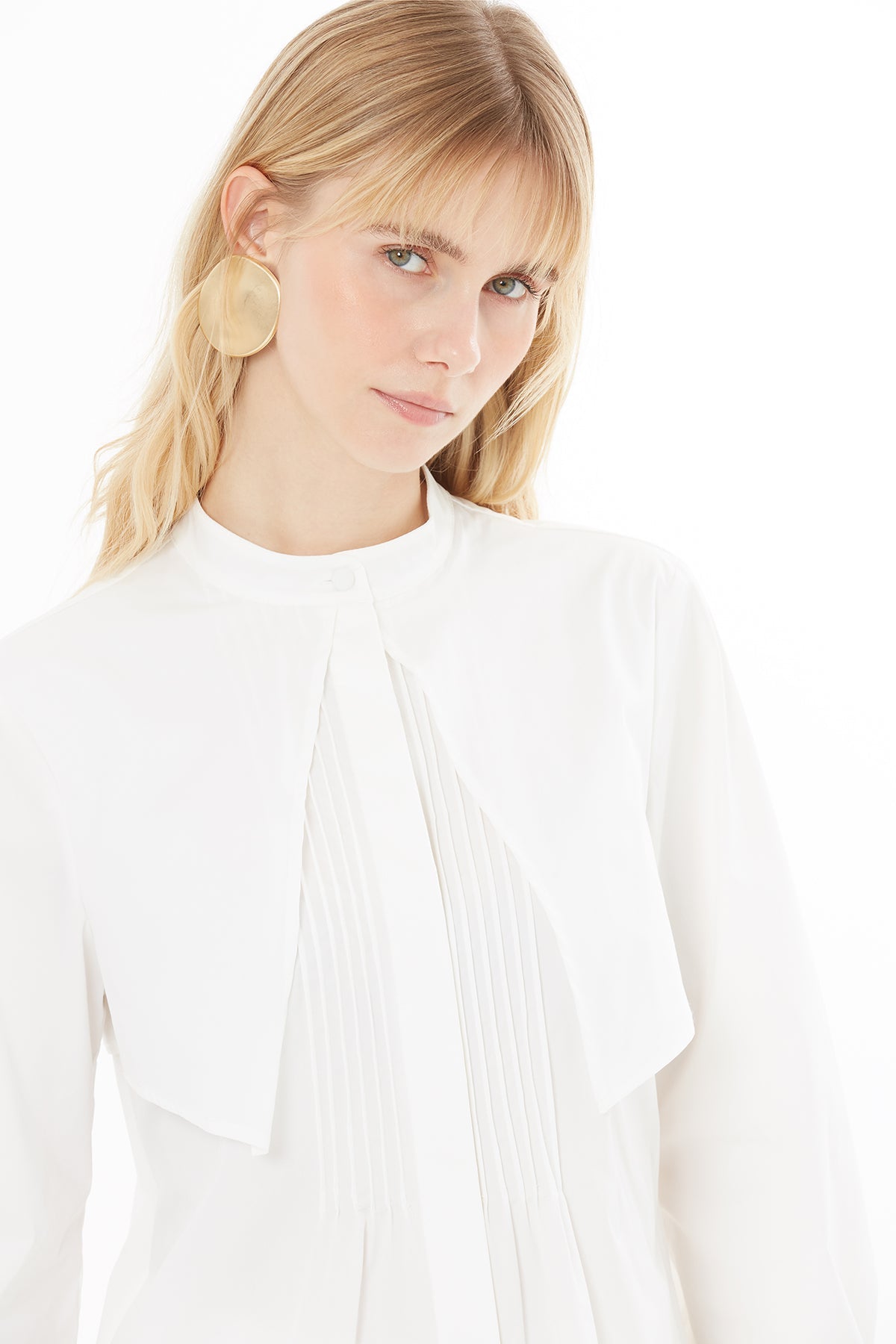 White Collar-Detail Shirt