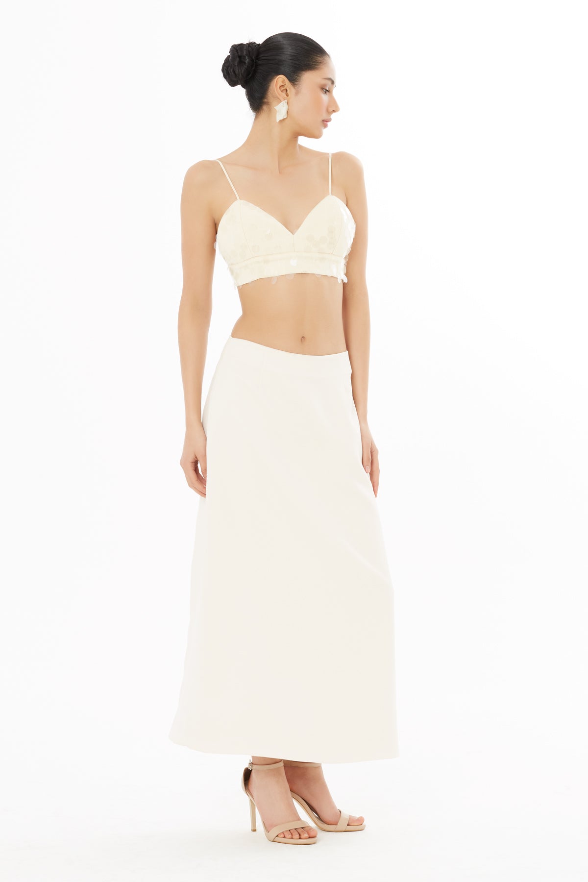 Beige Straight-Cut Maxi Skirt