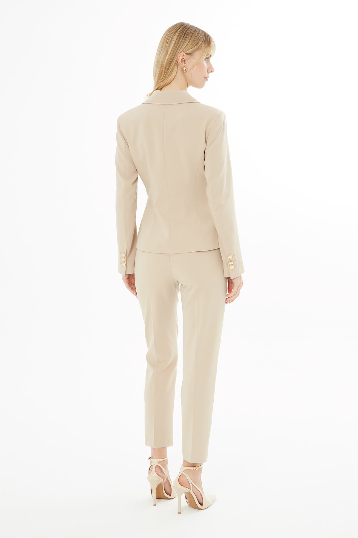 Beige Suit with Ankle-Length Trousers