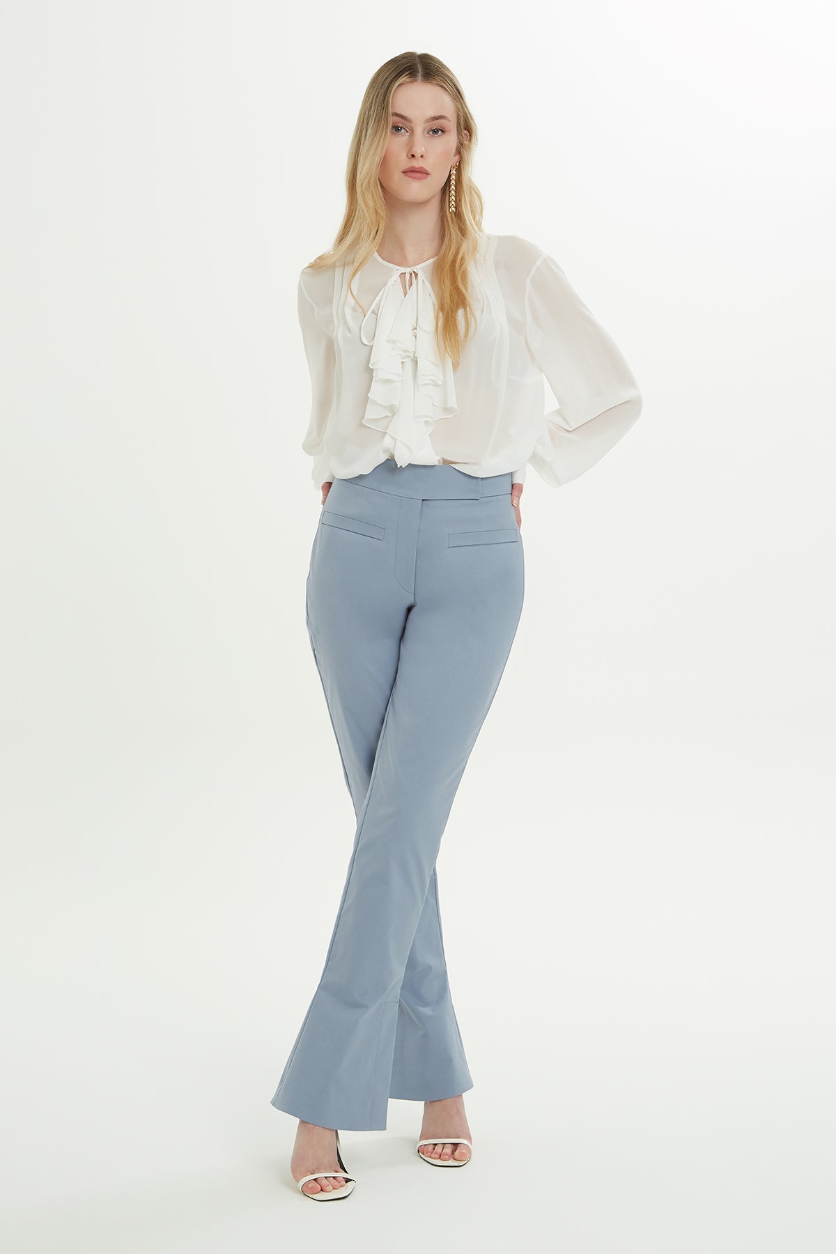 Blue Trousers with Pocket Detail