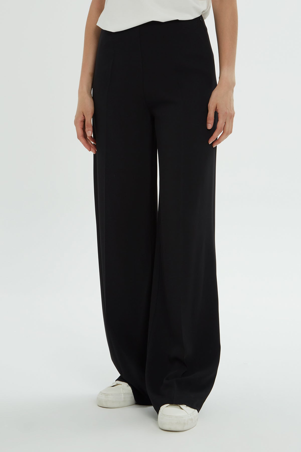 Black Wide-Leg Classic Trousers