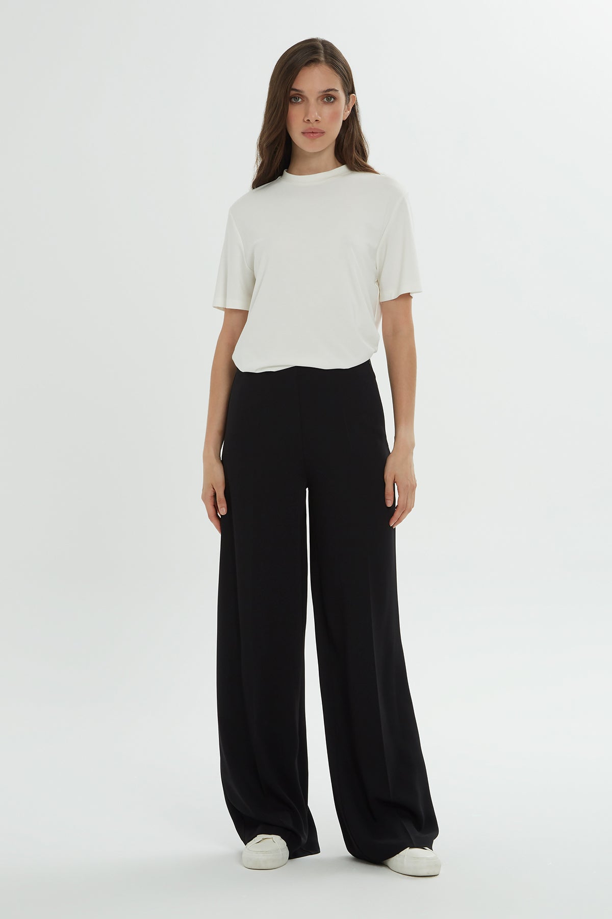 Black Wide-Leg Classic Trousers
