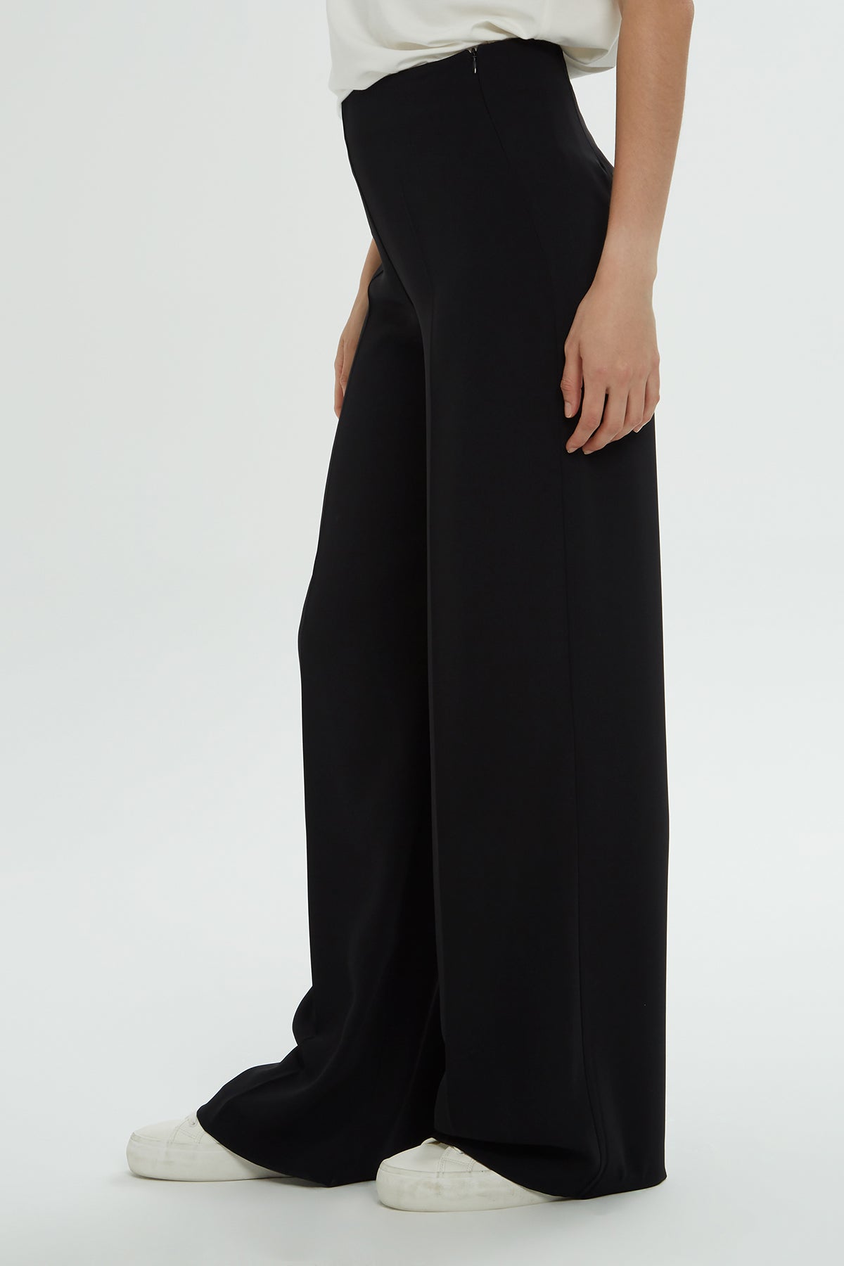 Black Wide-Leg Classic Trousers