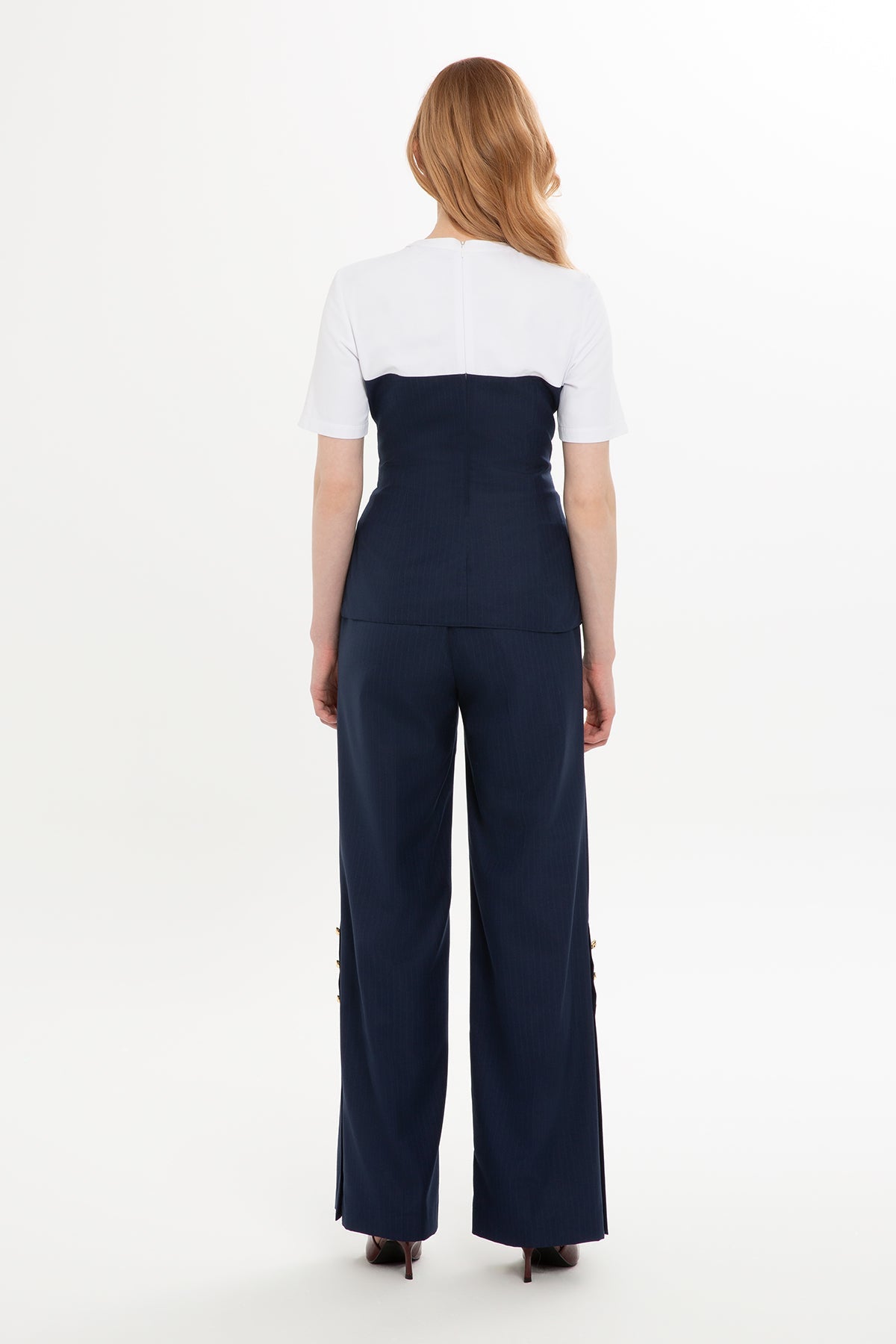 Navy Set with Short-Sleeve Blouse