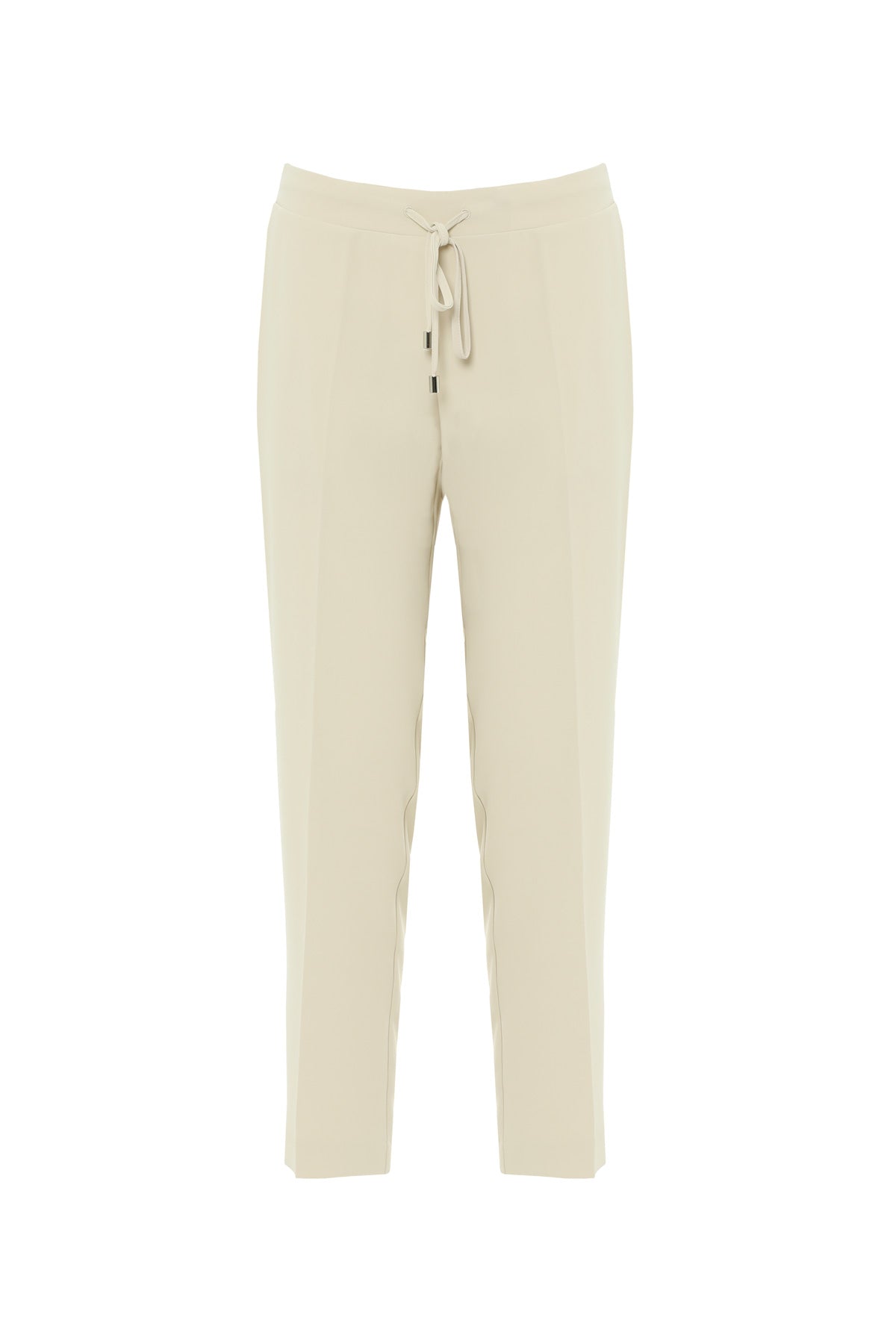 Beige Straight-Leg Trousers