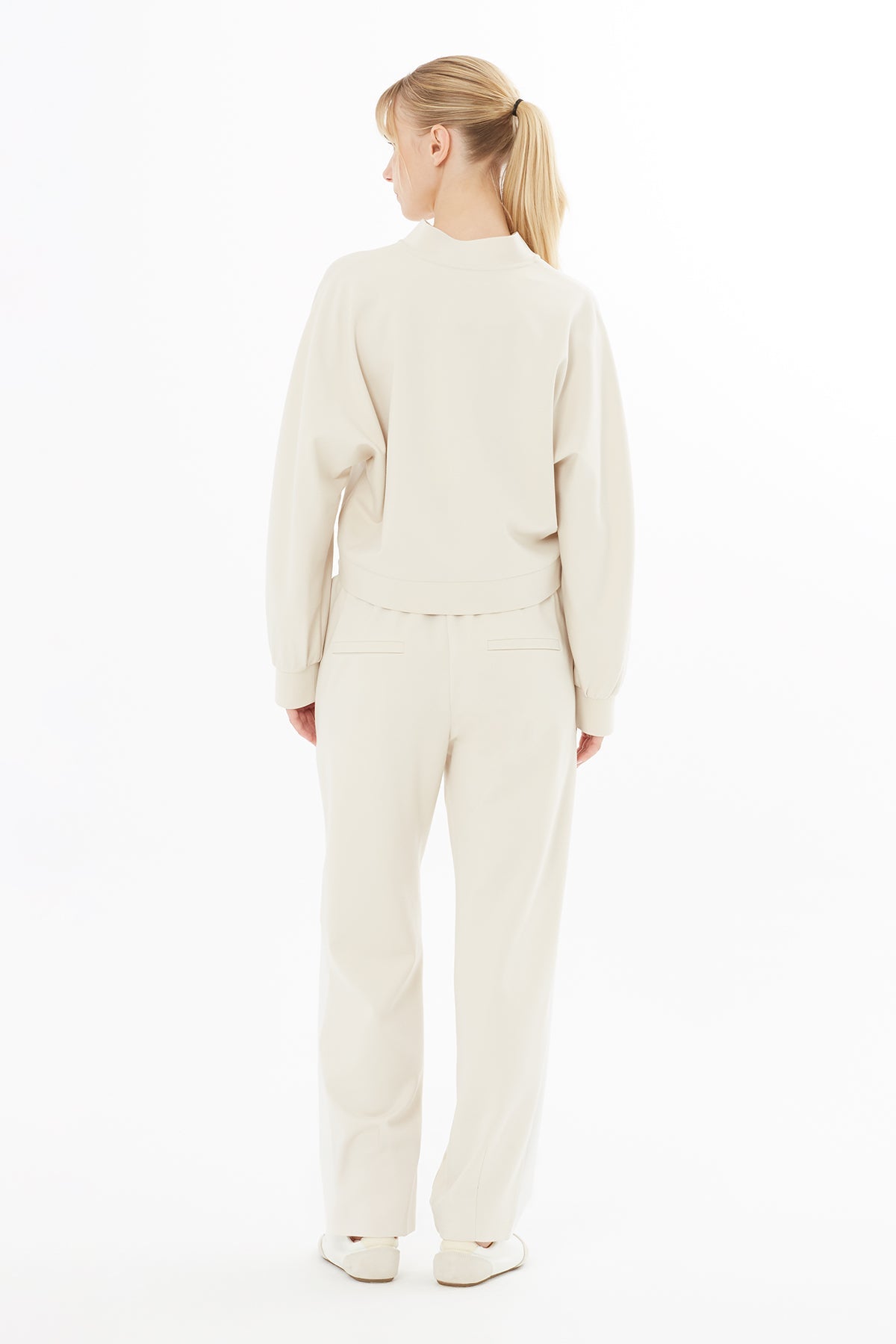 Beige Printed Wide-Leg Sweatpants