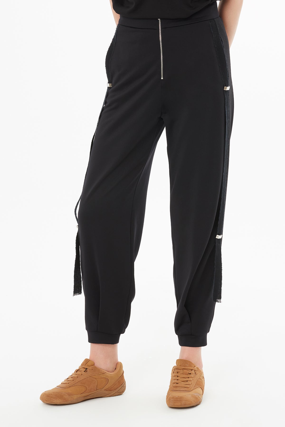 Black Zip-Detail Sweatpants