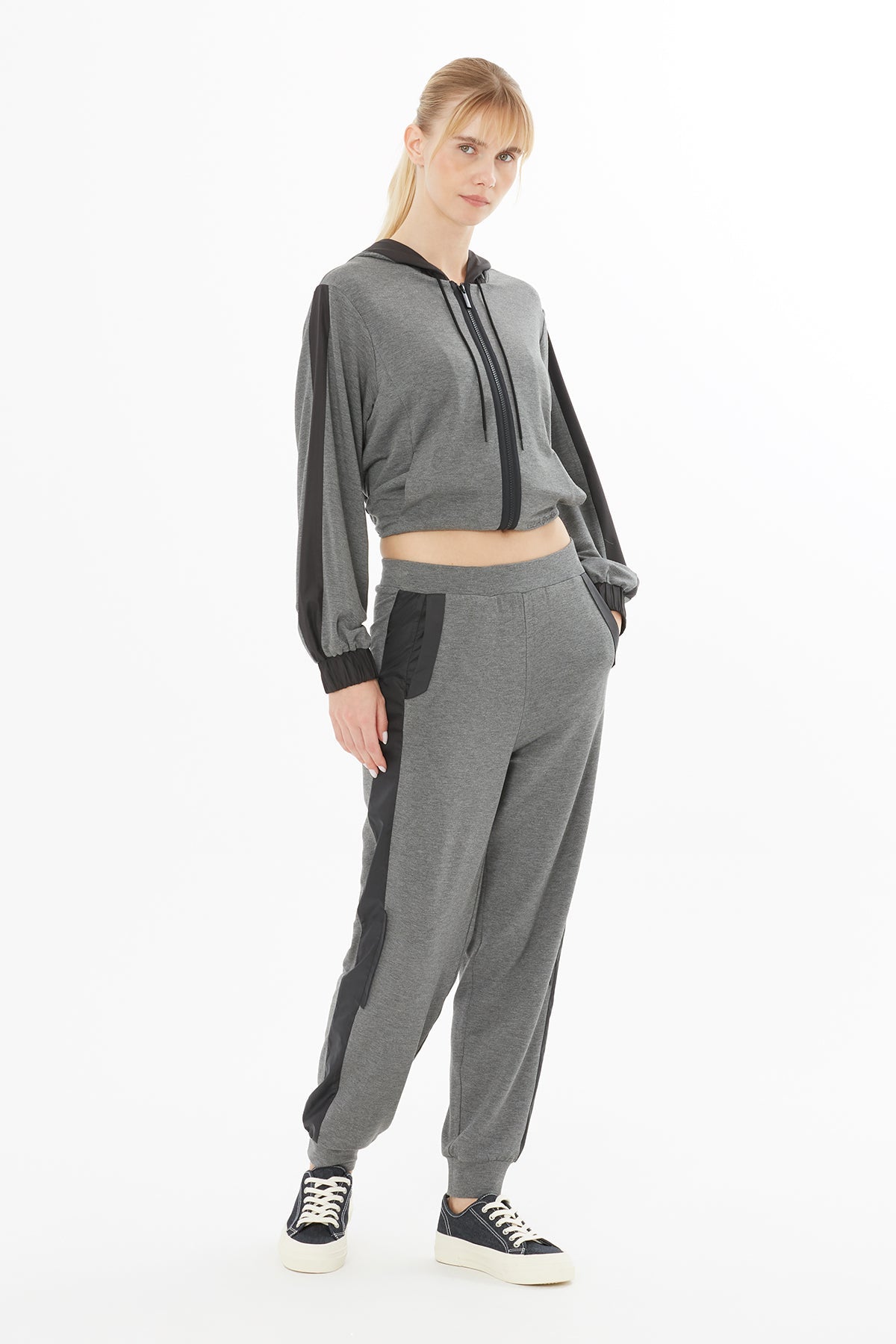 Grey High-Waist Sweatpants