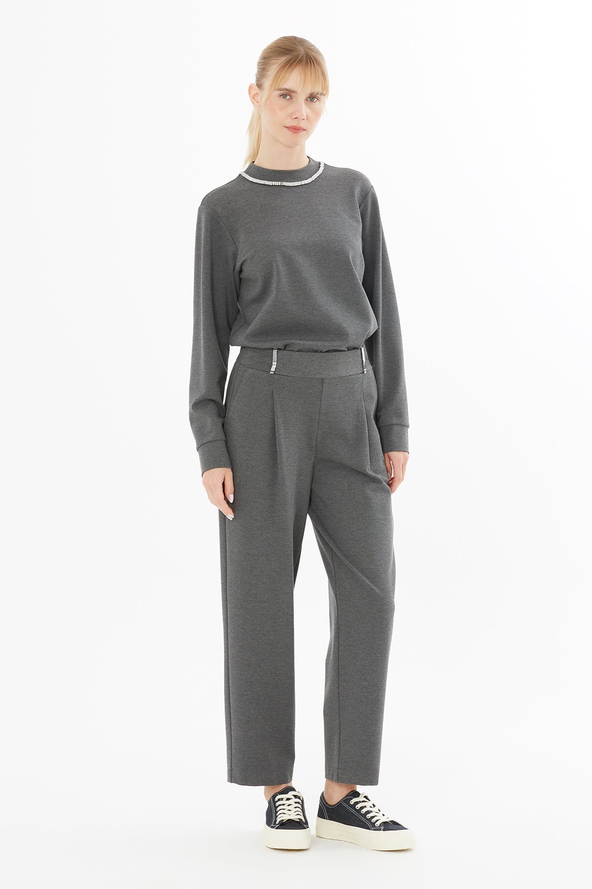 Elastic Hem Tracksuit with Embroidery Detail