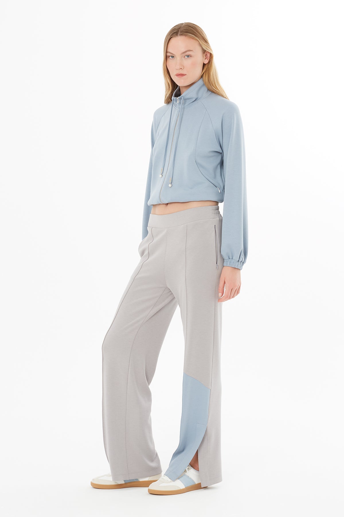 Grey High-Waist Pocketed Sweatpants