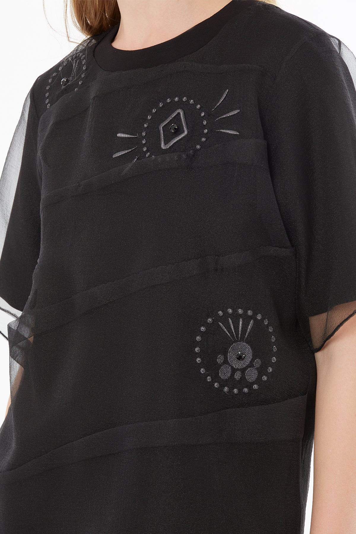 Black Blouse with Sheer Details