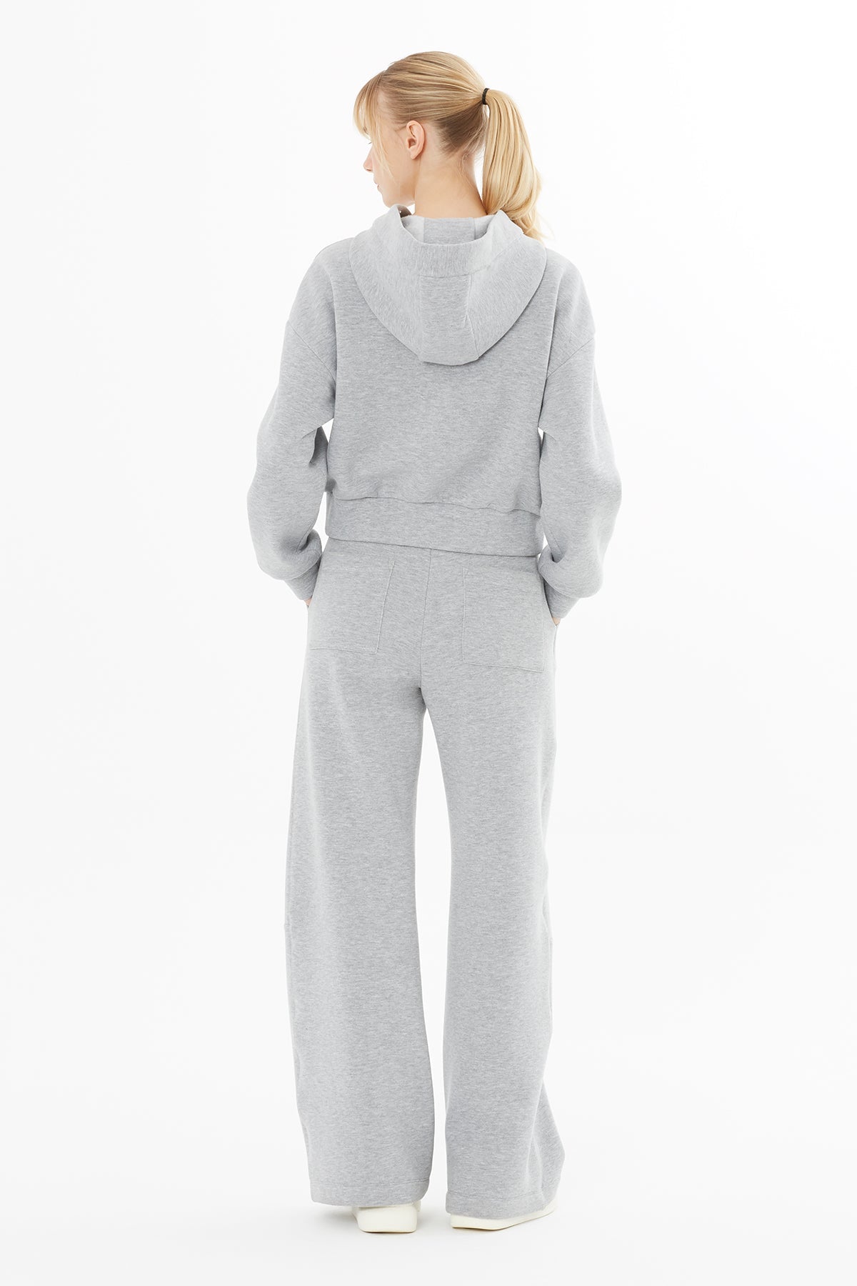 Grey Hooded Sweatshirt with Logo Detail