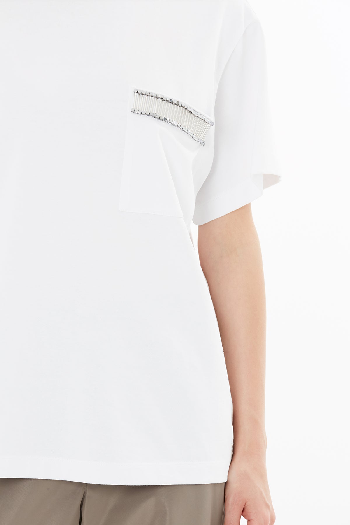 Ecru T-Shirt with Pocket Detail