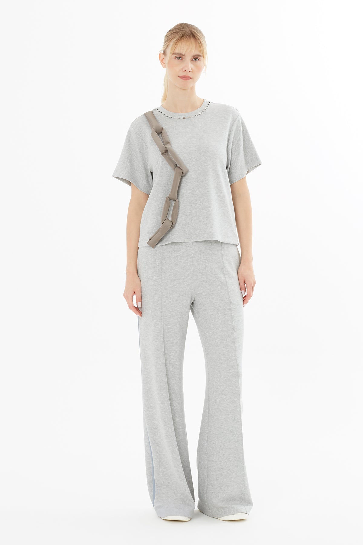 Gray T-Shirt with Fiber-Filled Accessories