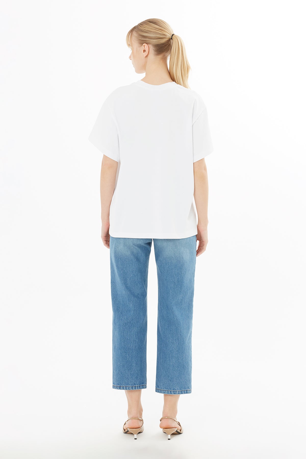 Ecru T-Shirt with Glitter Embroidery