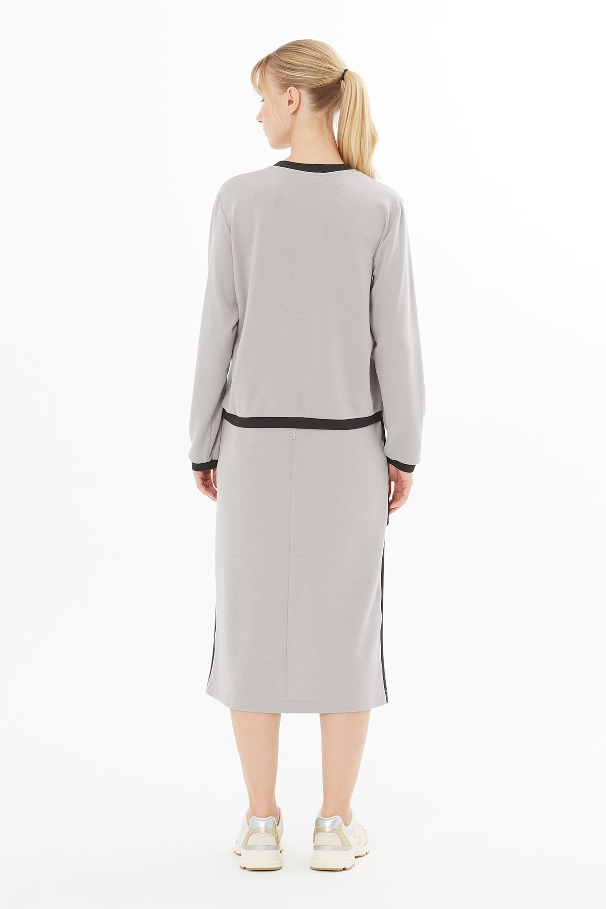 Grey Blouse with Stitching Detail