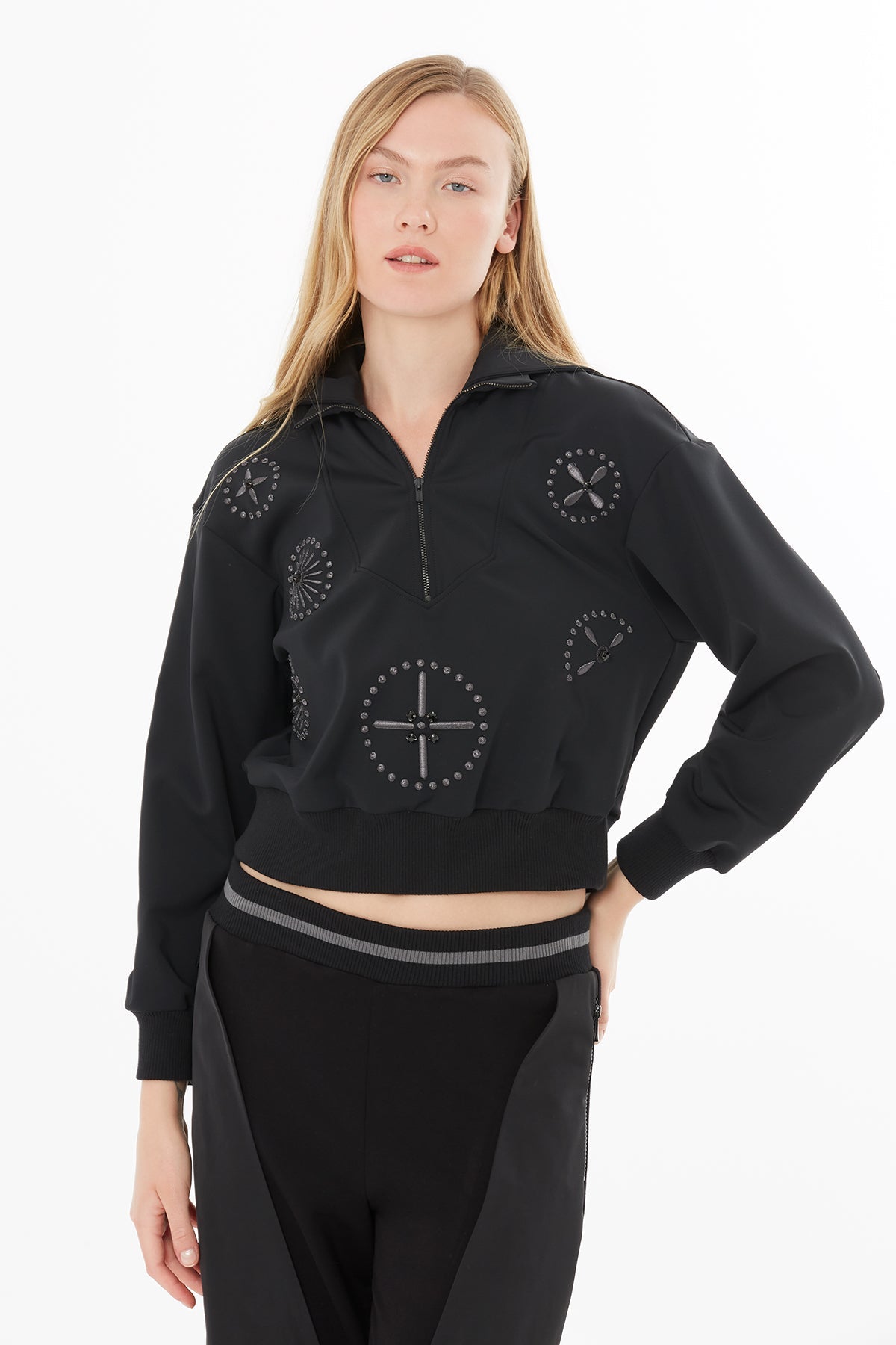 Black Blouse with Front Zip