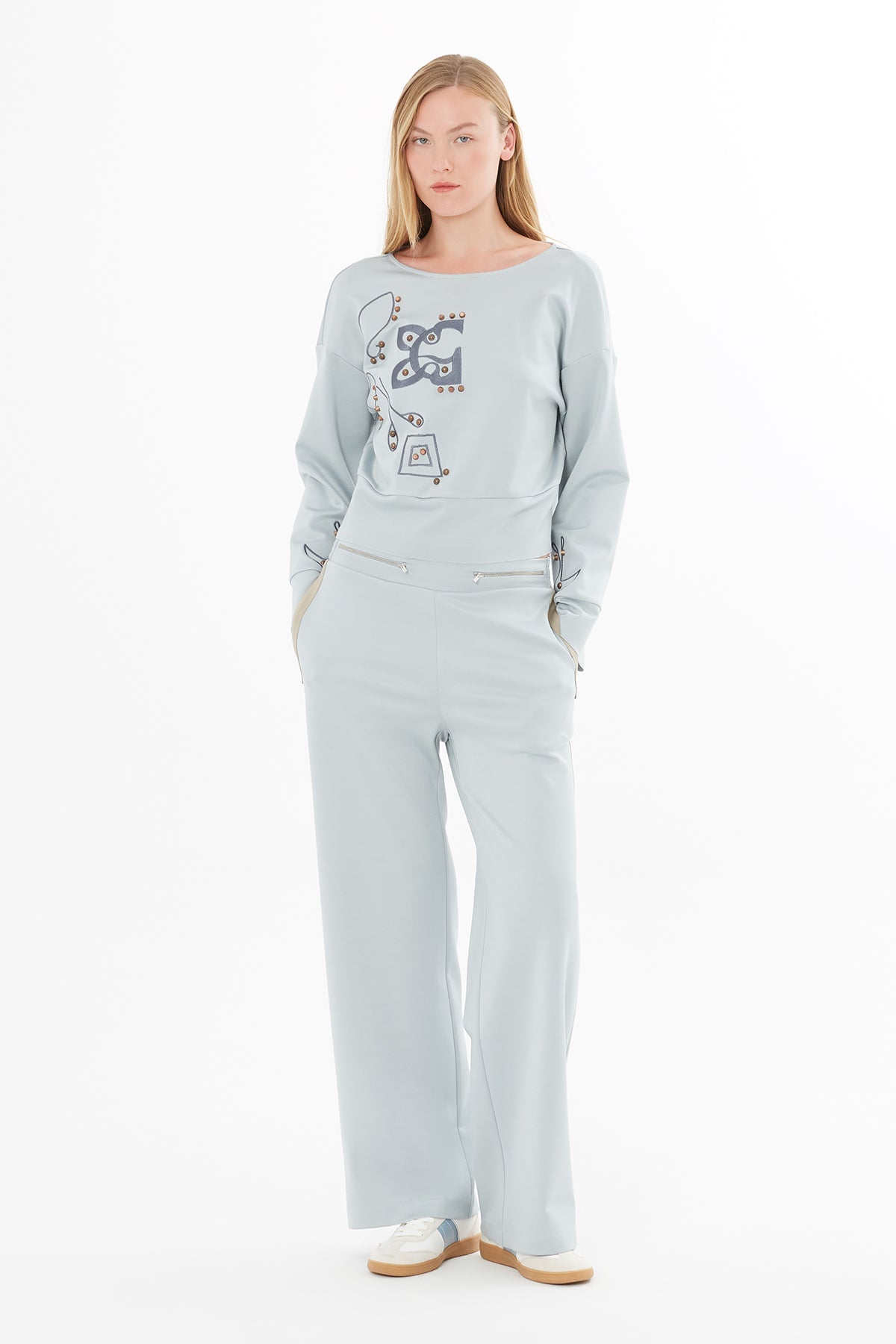 Grey Embroidered Sweatshirt