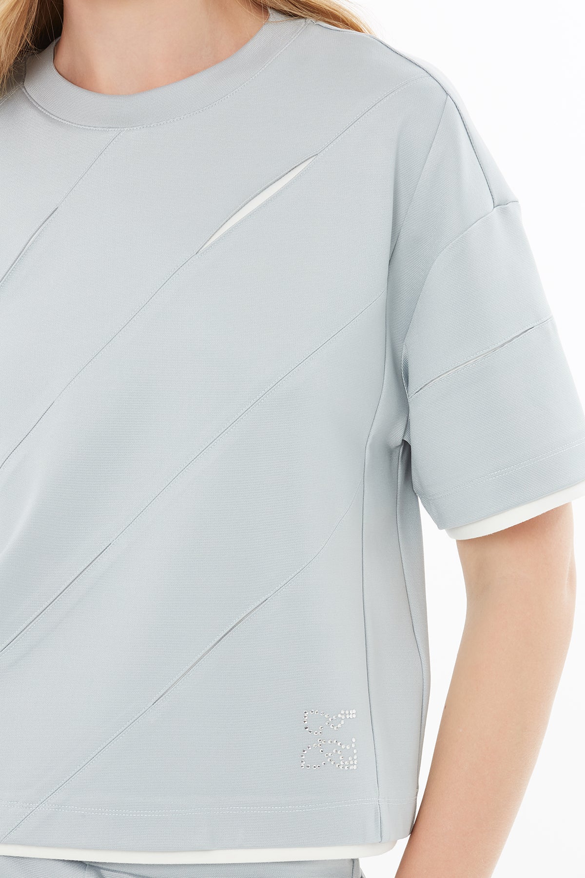 Gray Blouse with Cutout Detail