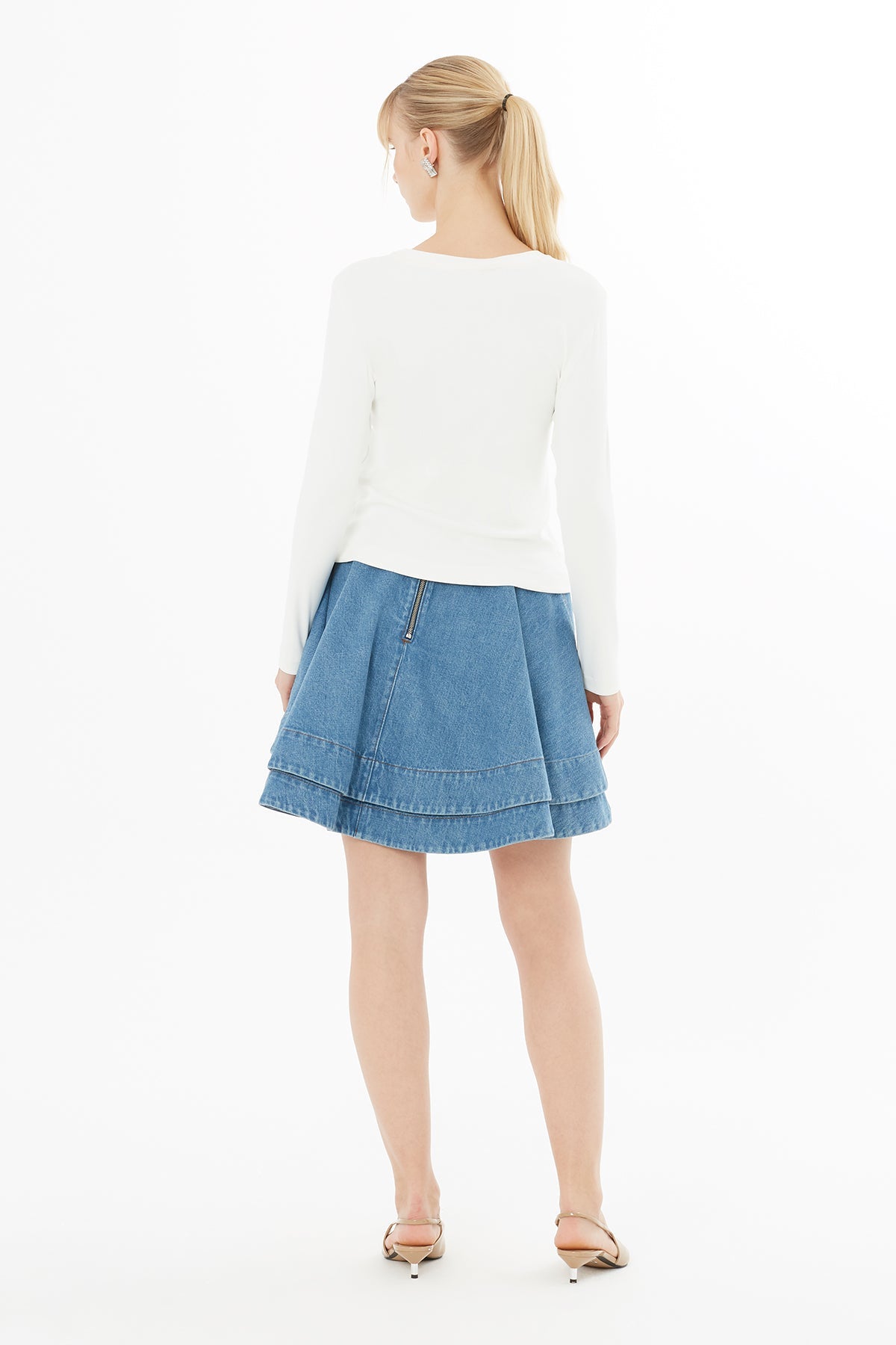 Ecru Blouse with Glitter Embroidery Detail