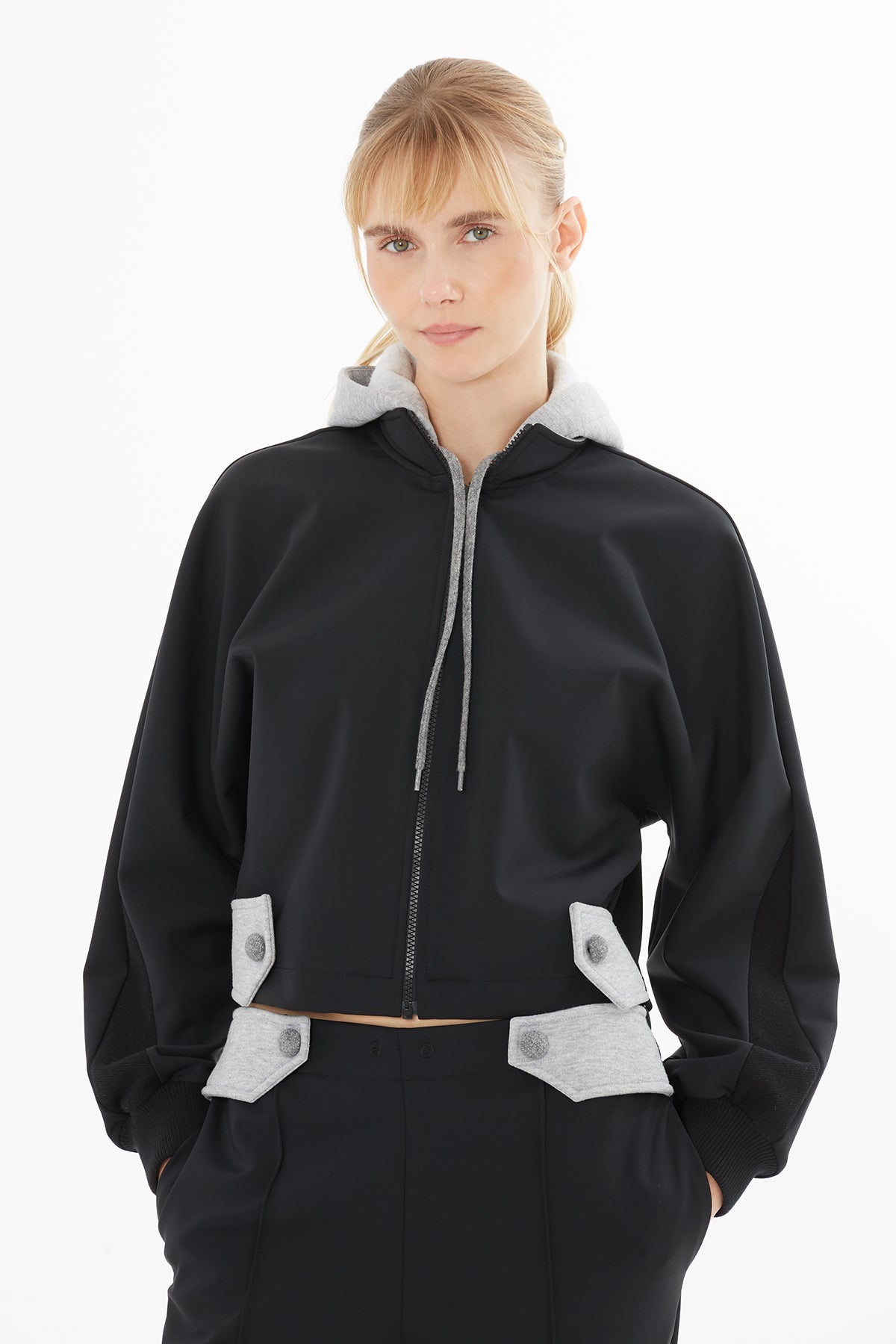 Black Jacket with Contrasting Epaulets