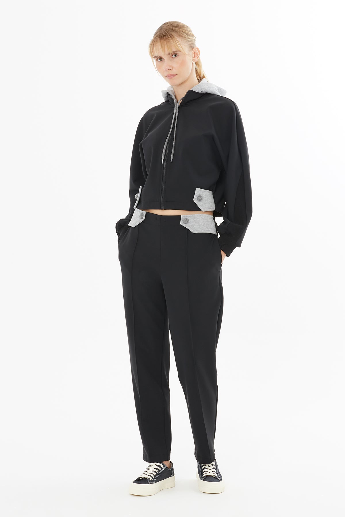 Black Jacket with Contrasting Epaulets