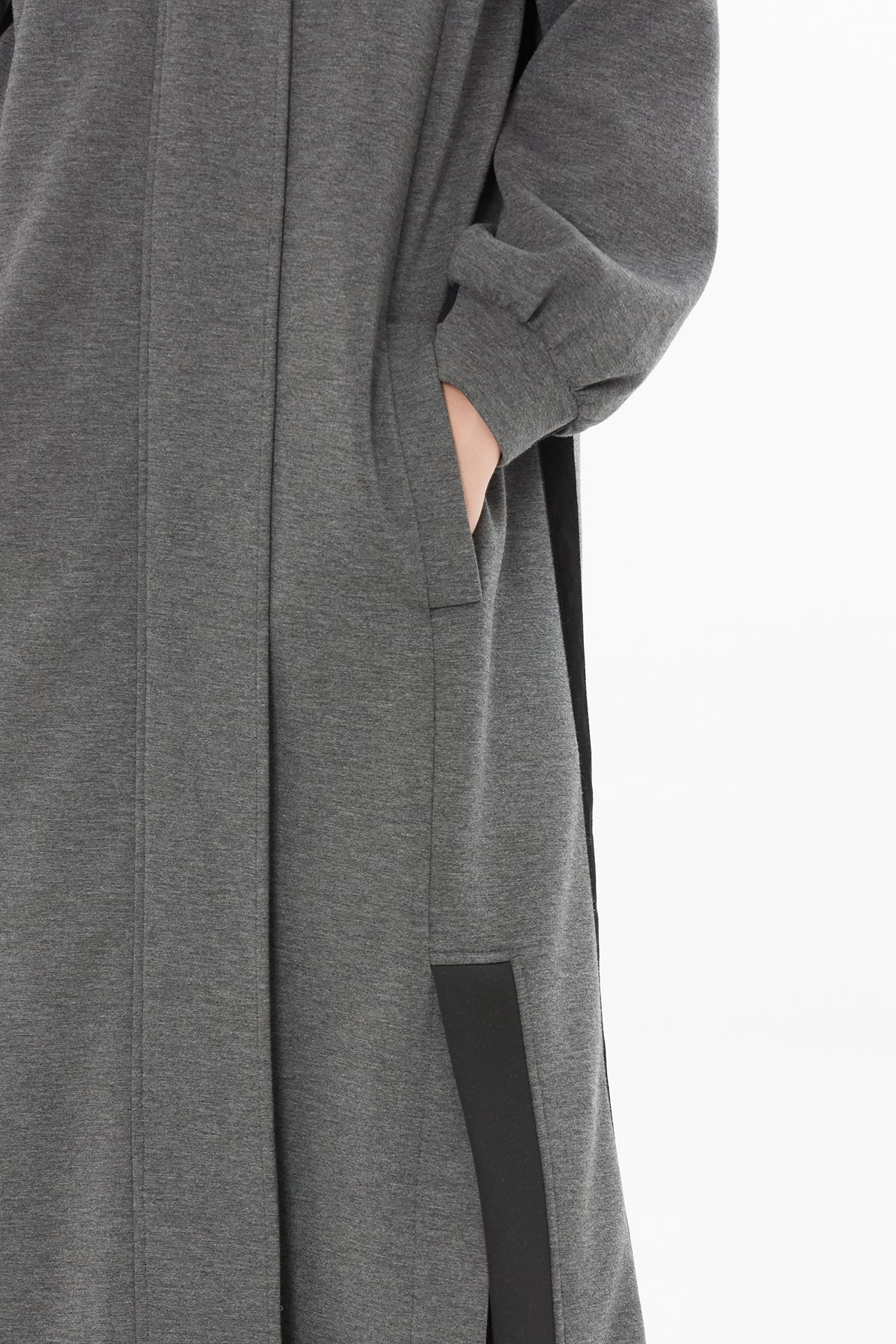 Grey Long Jacket with Contrast Details
