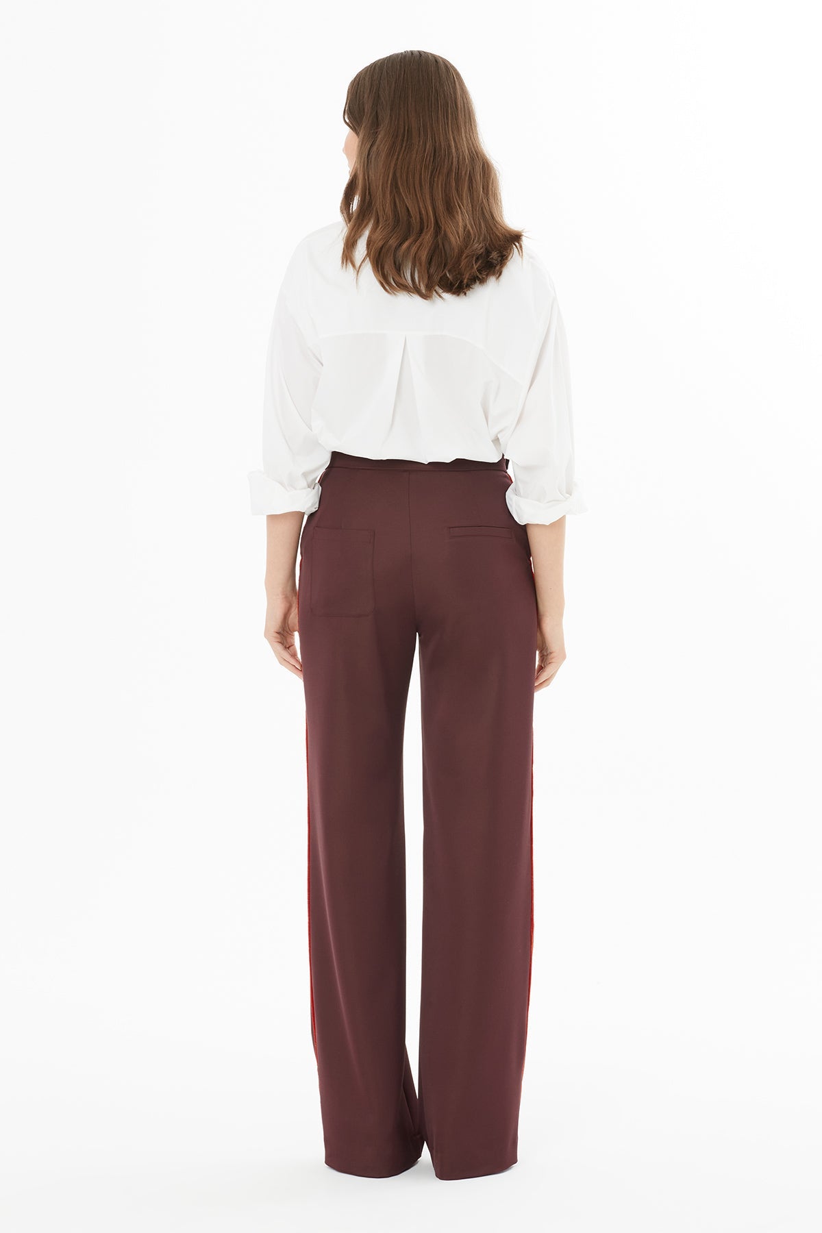Burgundy Trousers with Button Accessories