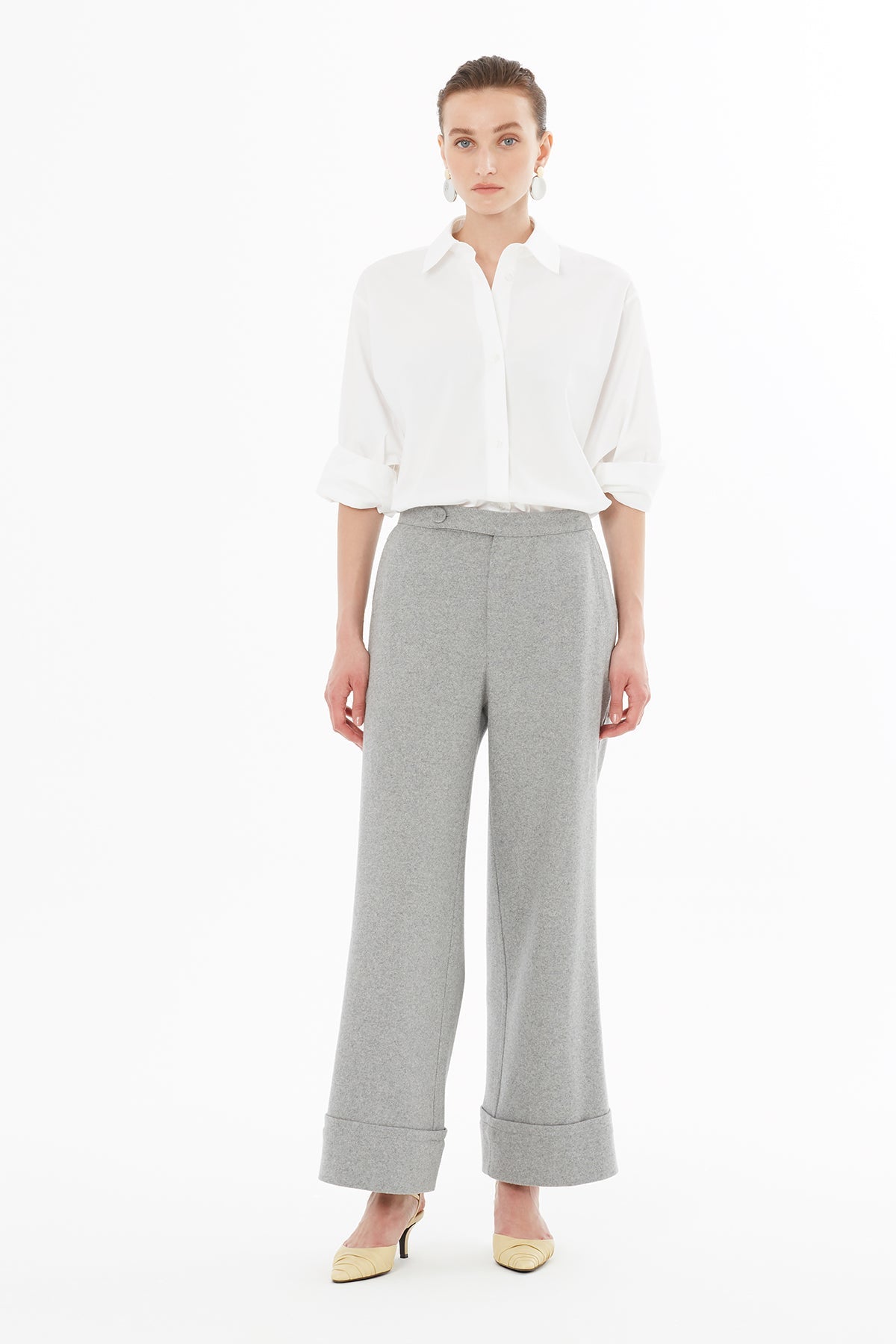 Grey Trousers with Button Detail
