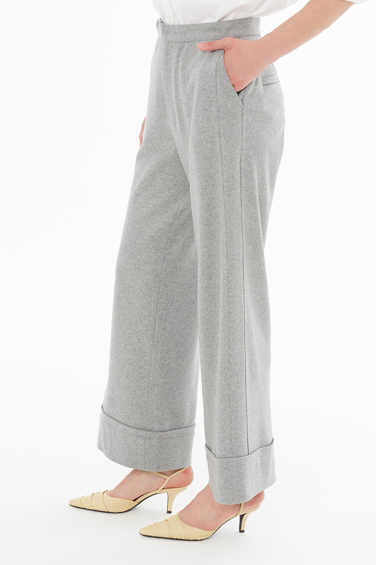 Grey Trousers with Button Detail
