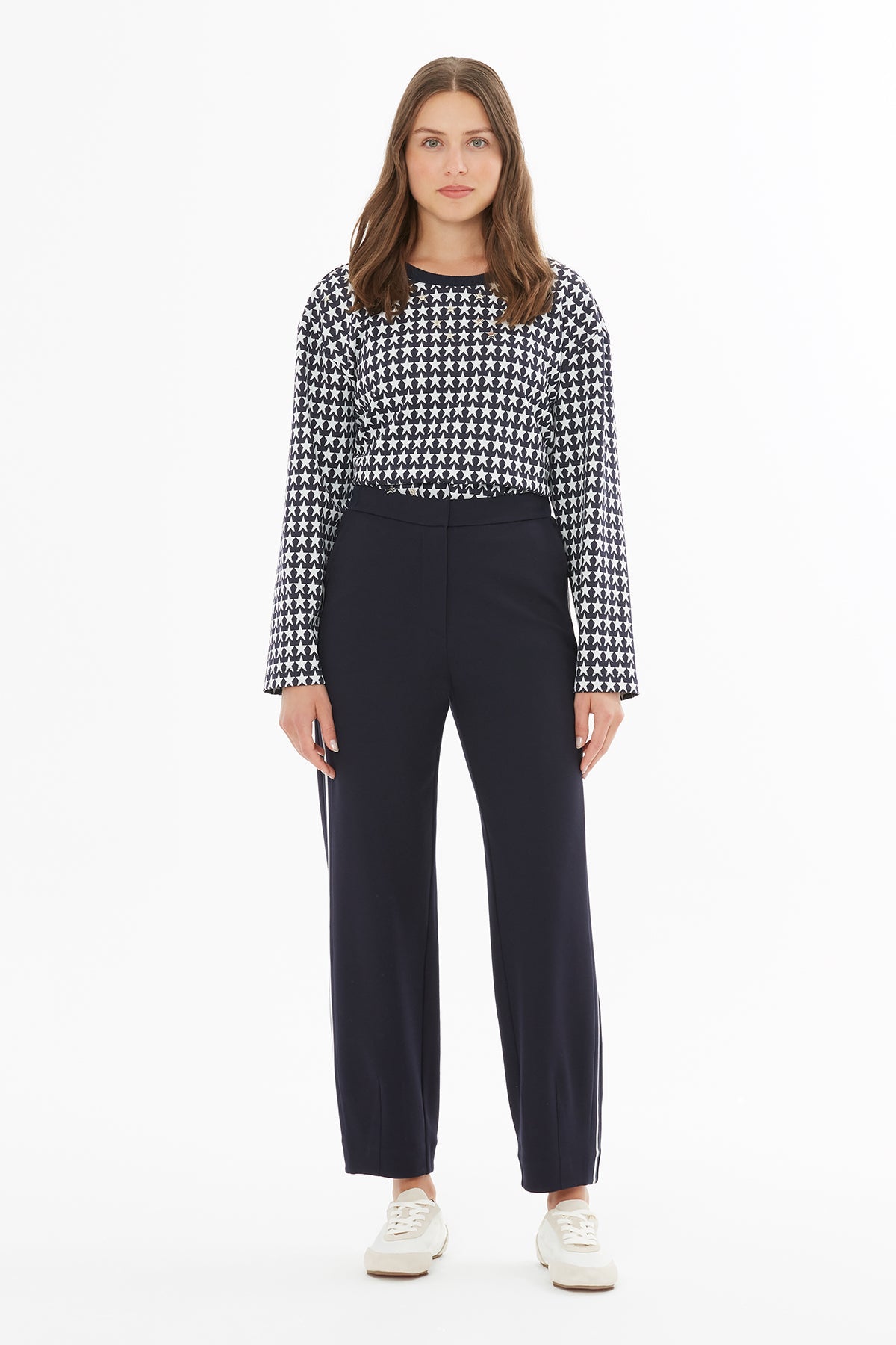 Navy Side-Stripe Detail Pants