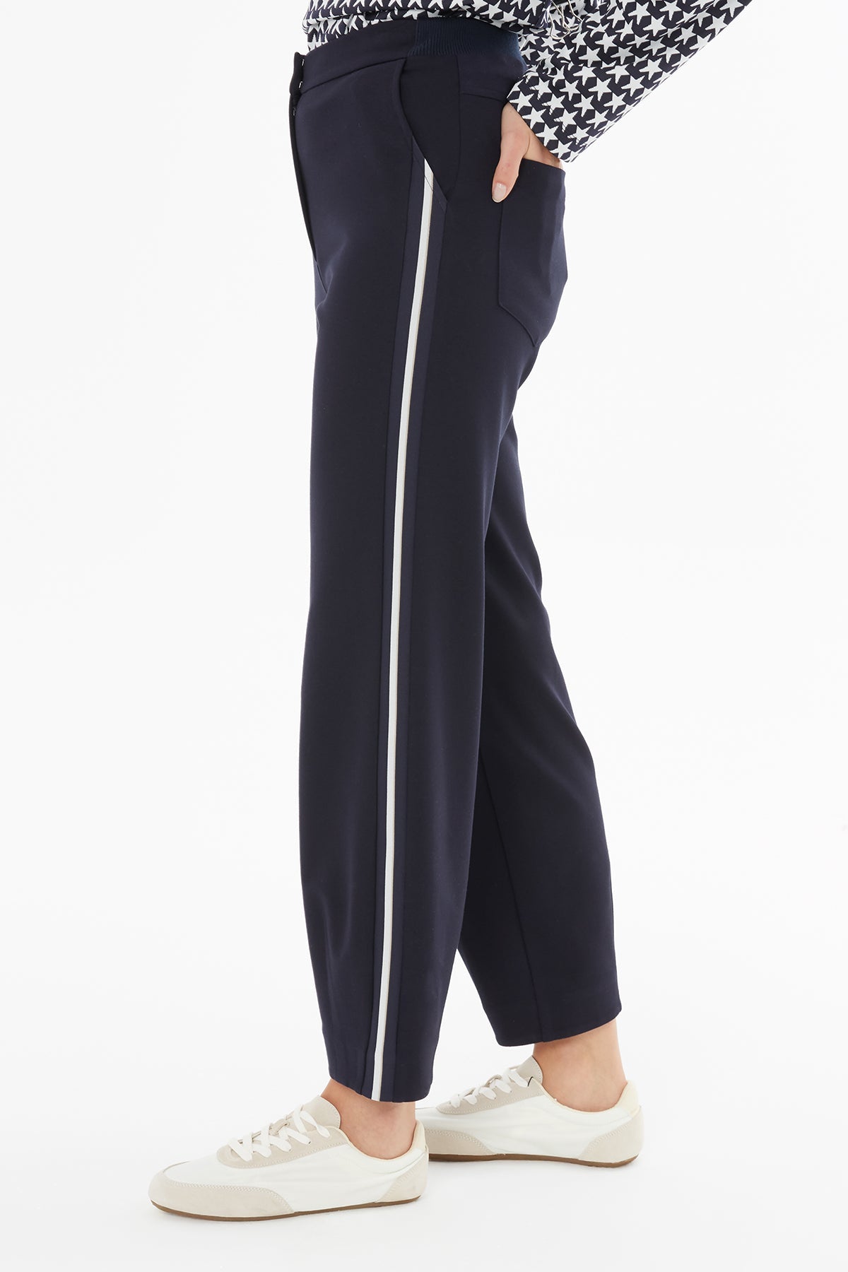Navy Side-Stripe Detail Pants