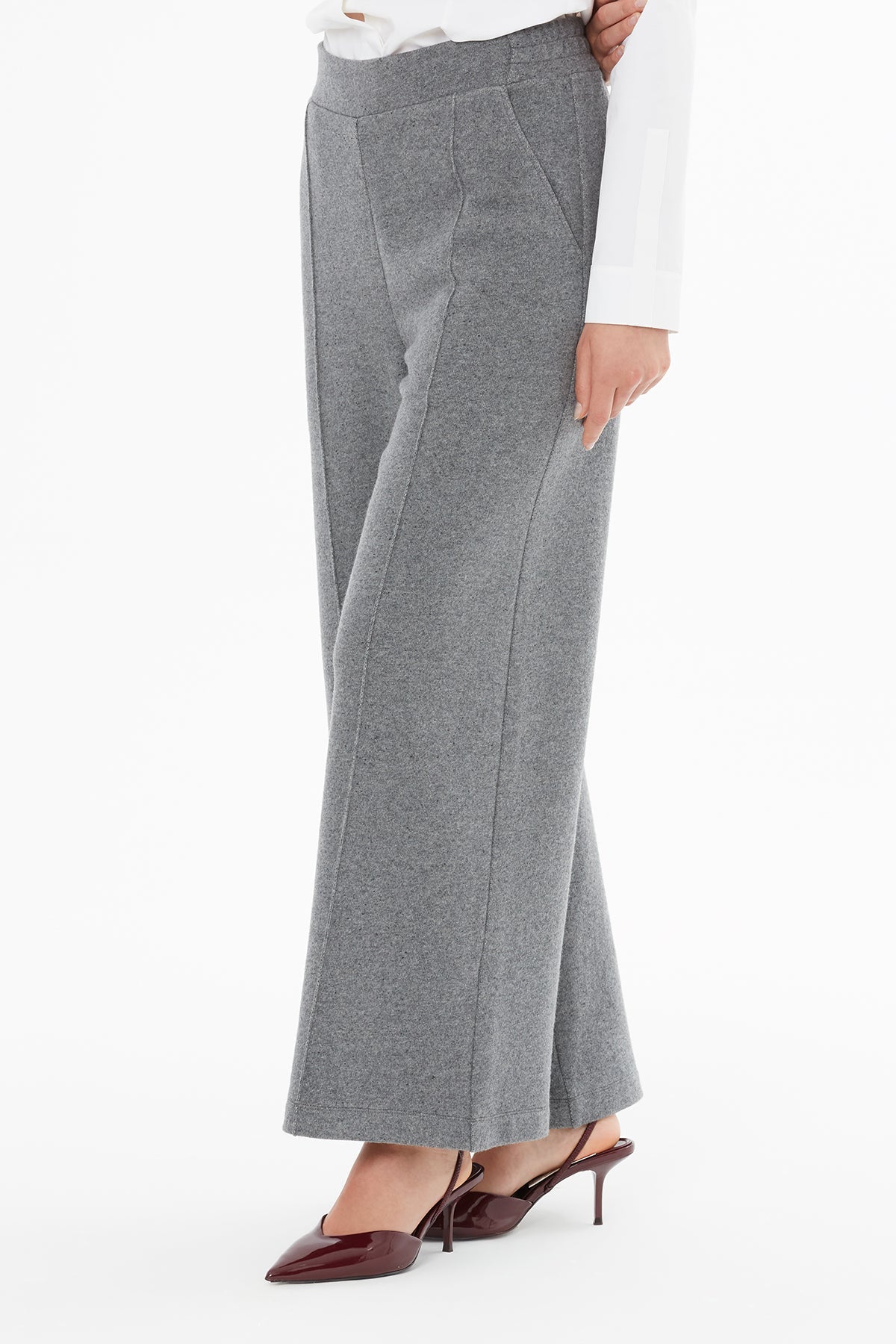 Grey Trousers with Stitching Detail
