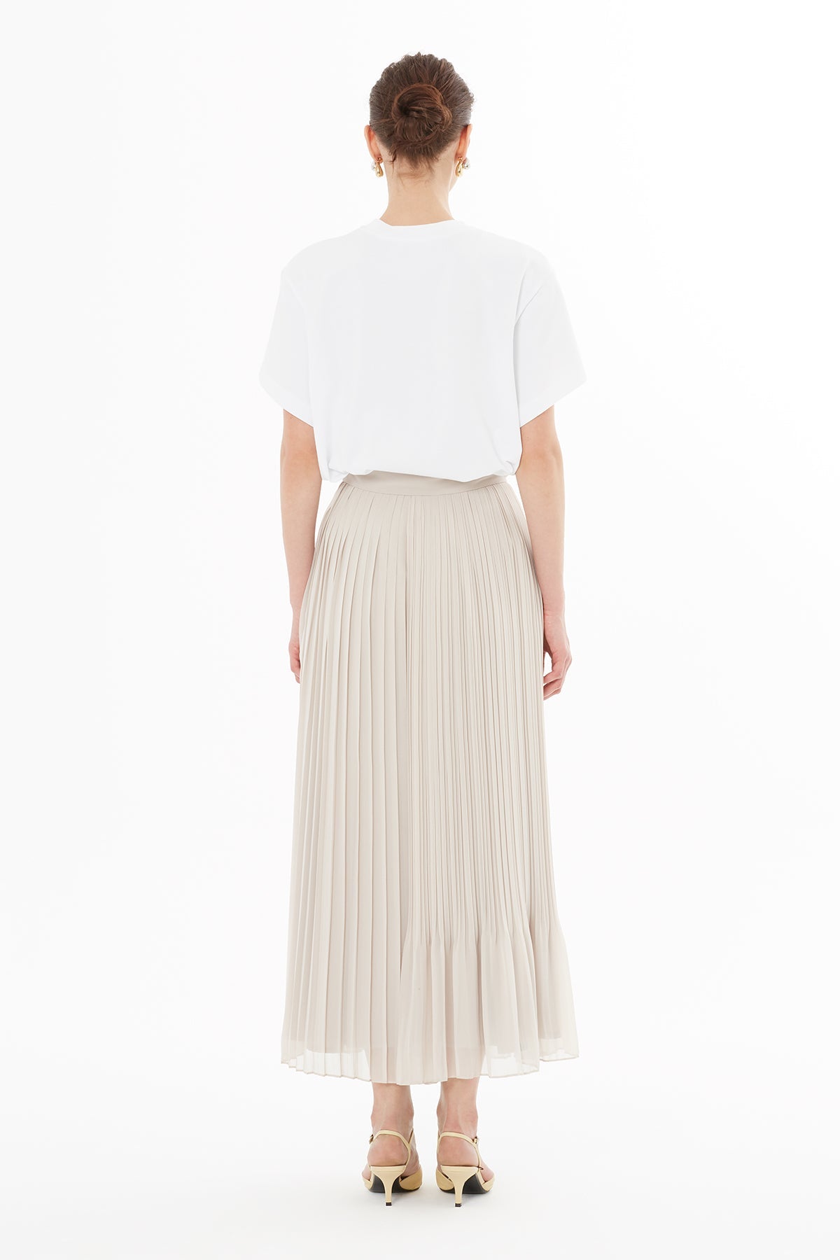 Grey Pleated Chiffon Maxi Skirt