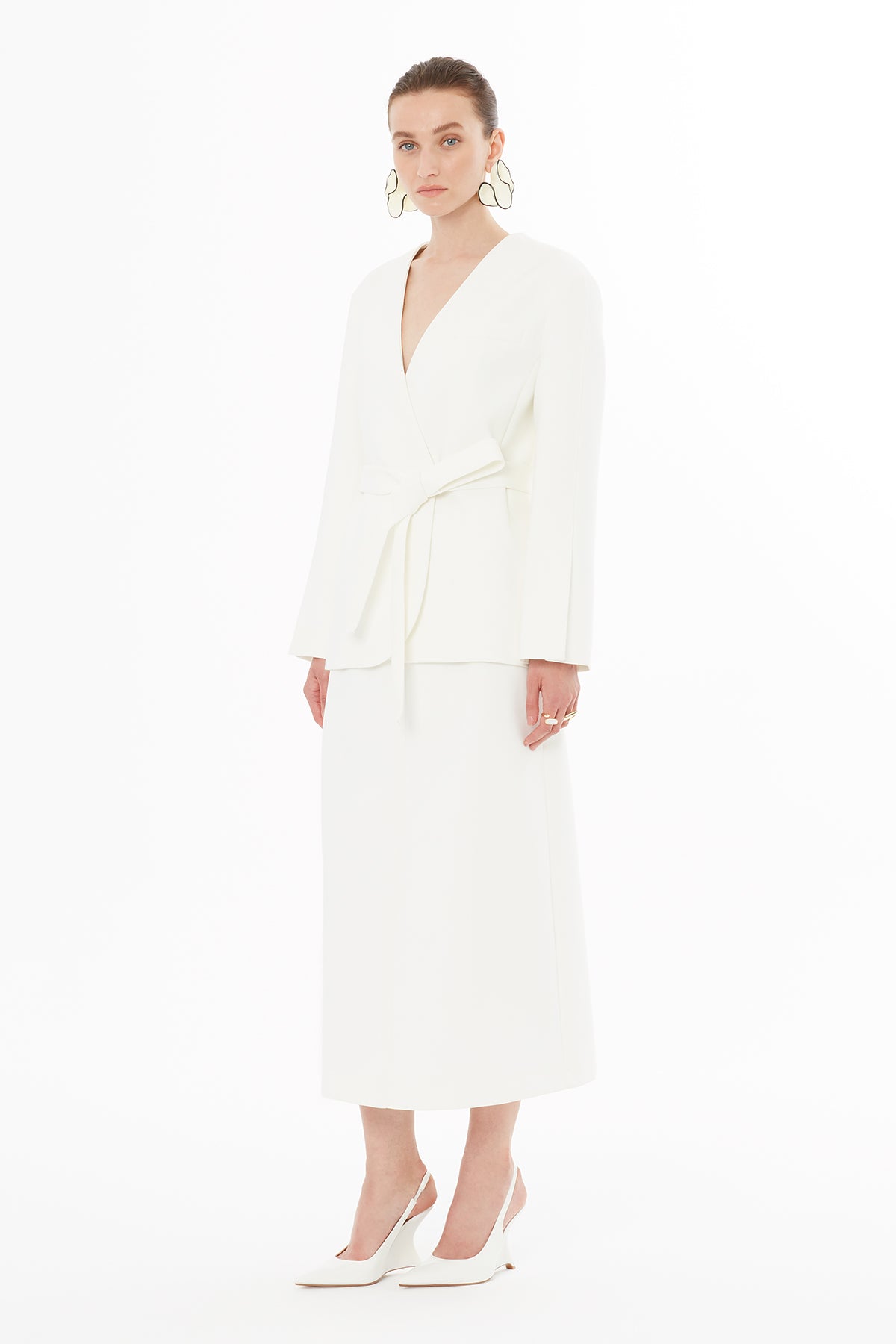 Ecru Jacket with Tie-Waist Detail