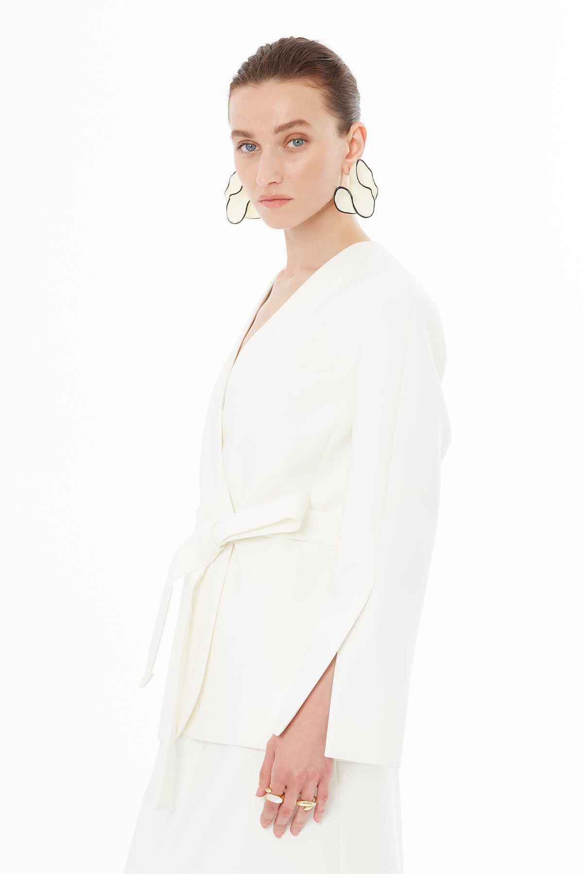 Ecru Jacket with Tie-Waist Detail