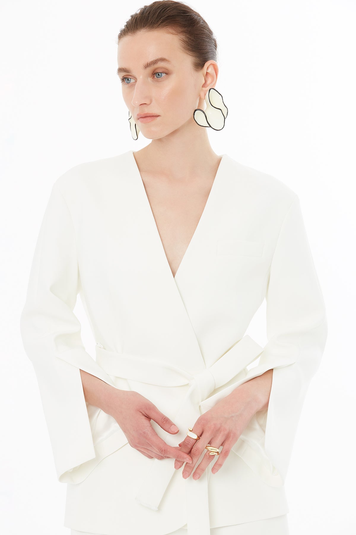 Ecru Jacket with Tie-Waist Detail