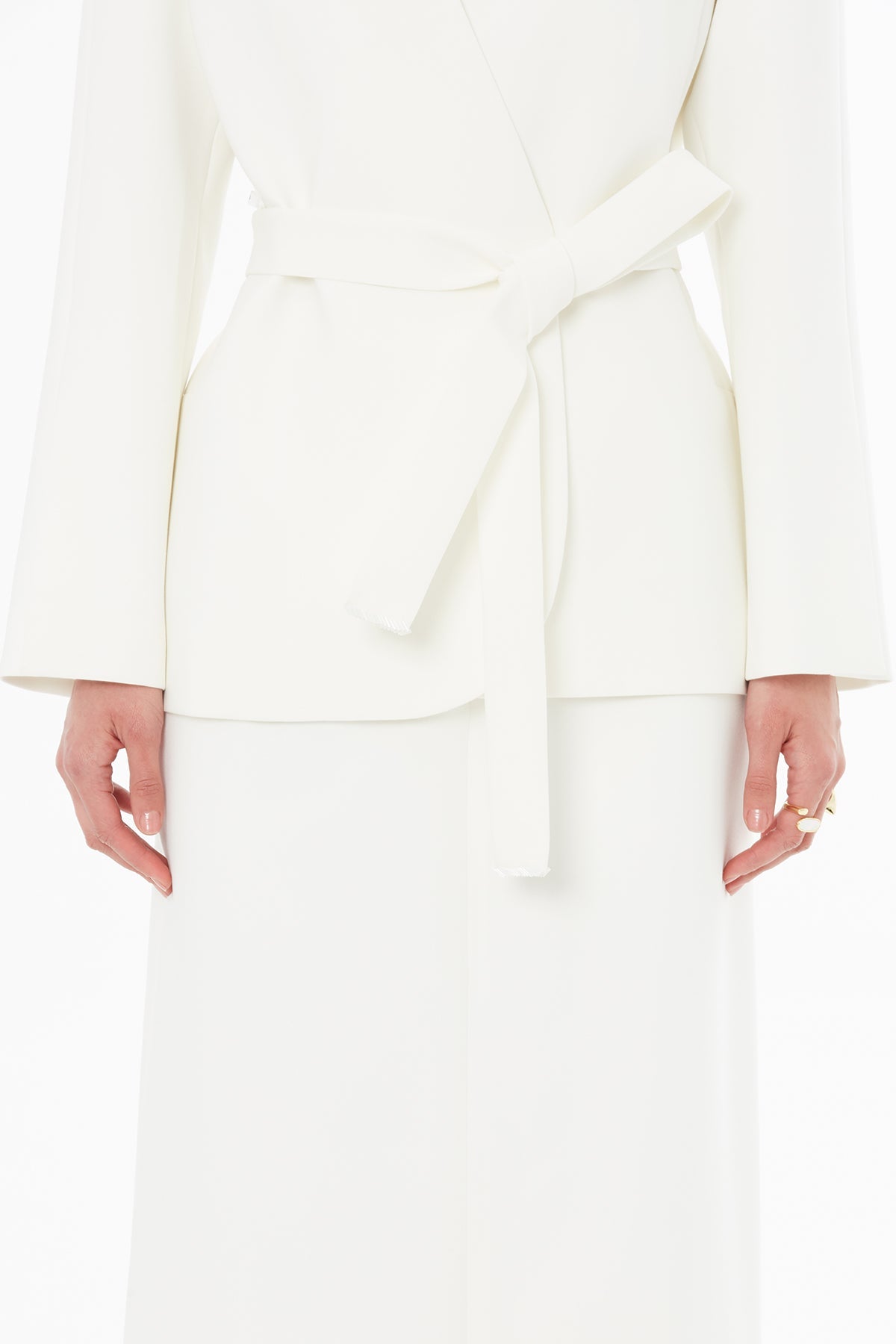 Ecru Jacket with Tie-Waist Detail
