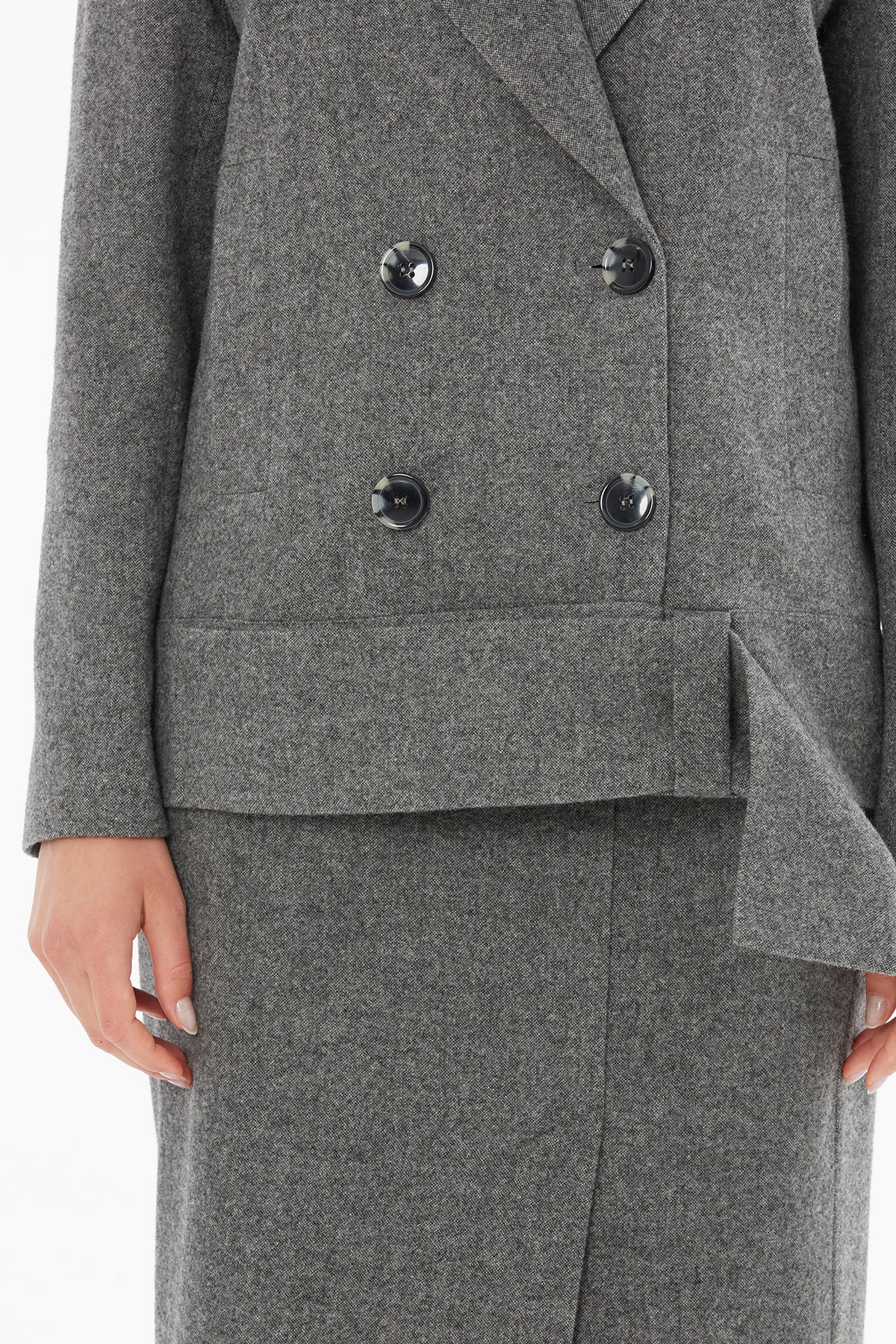 Grey Long-Sleeve Front-Button Jacket