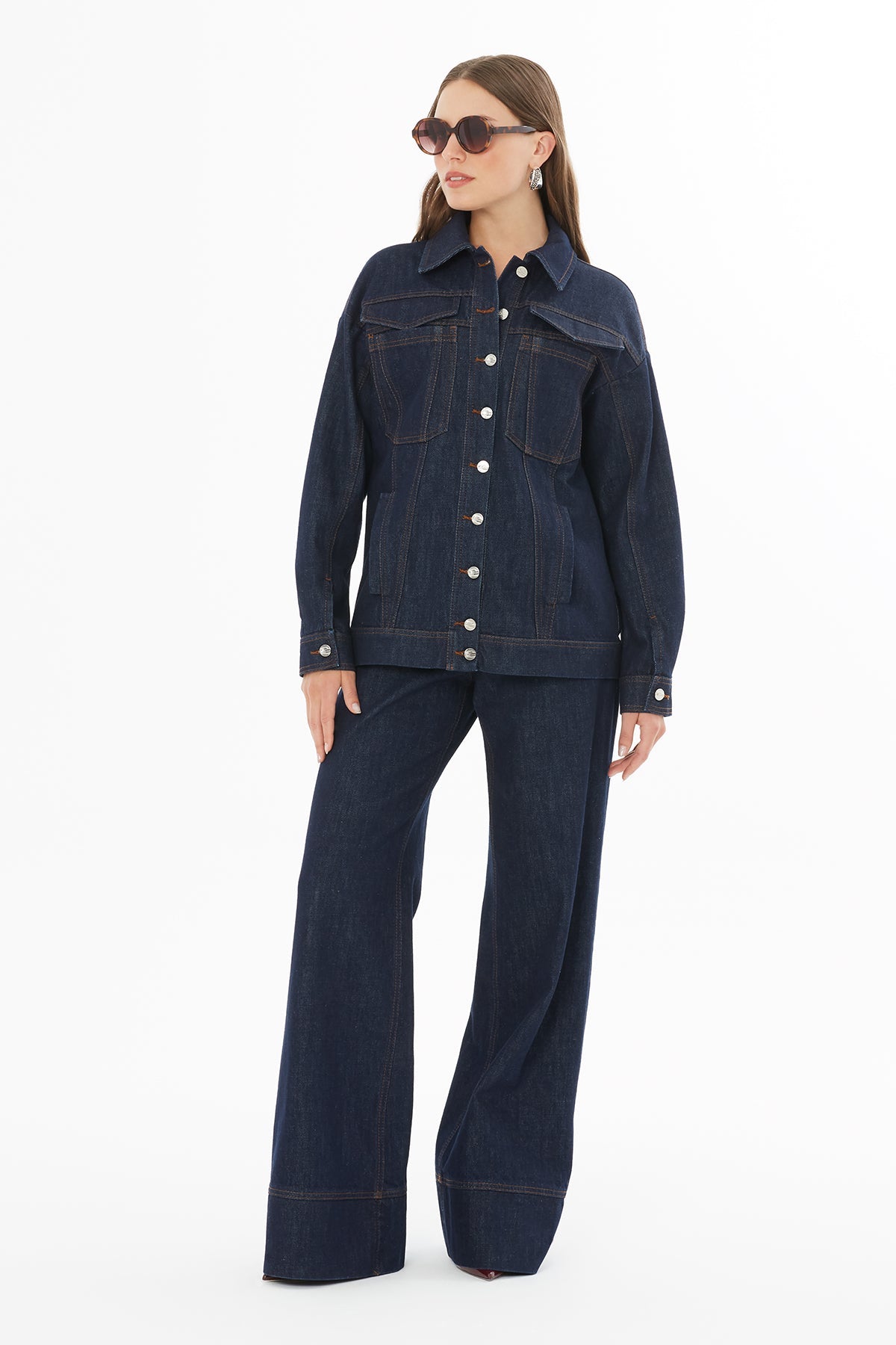 Denim Jacket with Stitching Detail