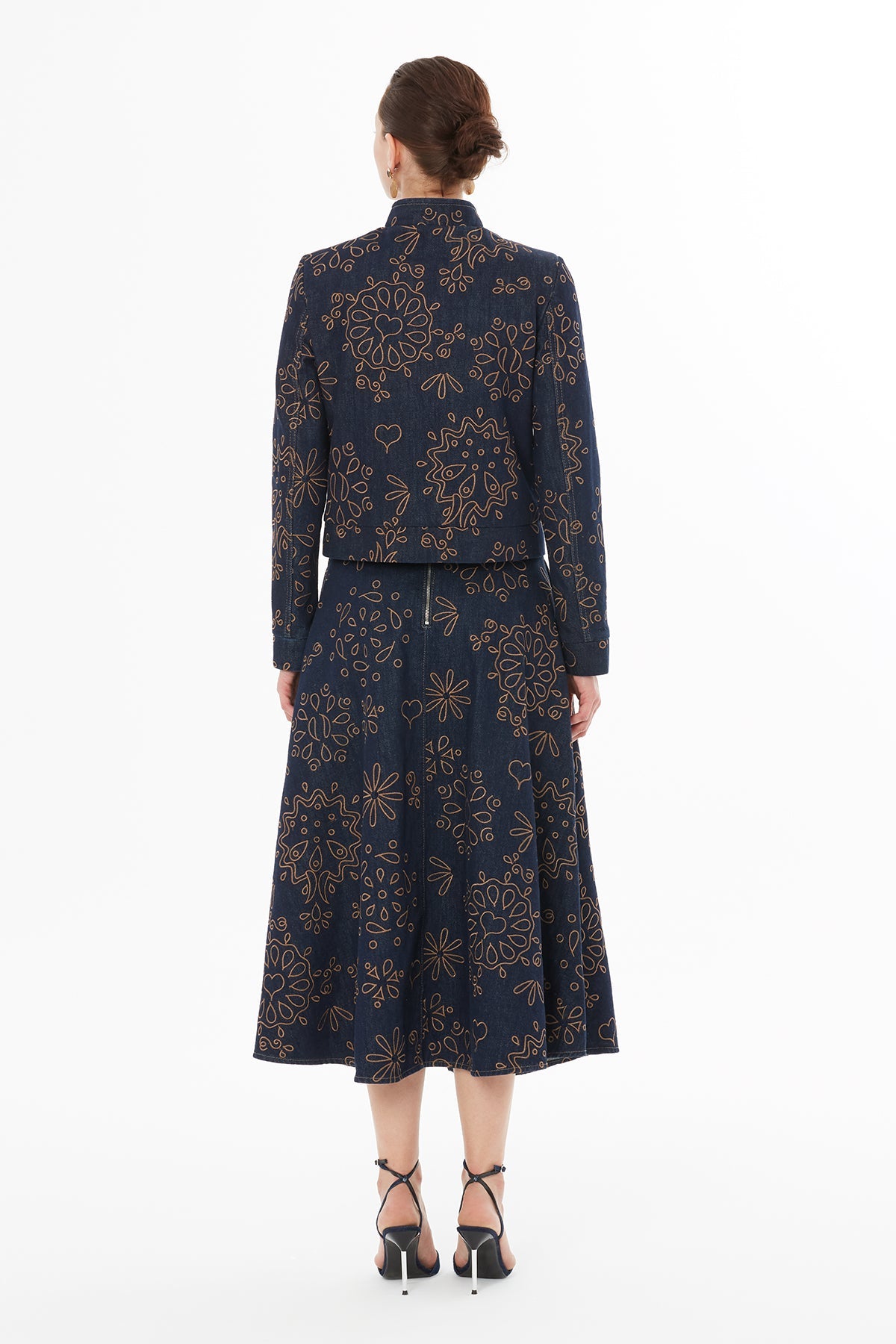 Denim Jacket with Contrasting Embroidery Detail