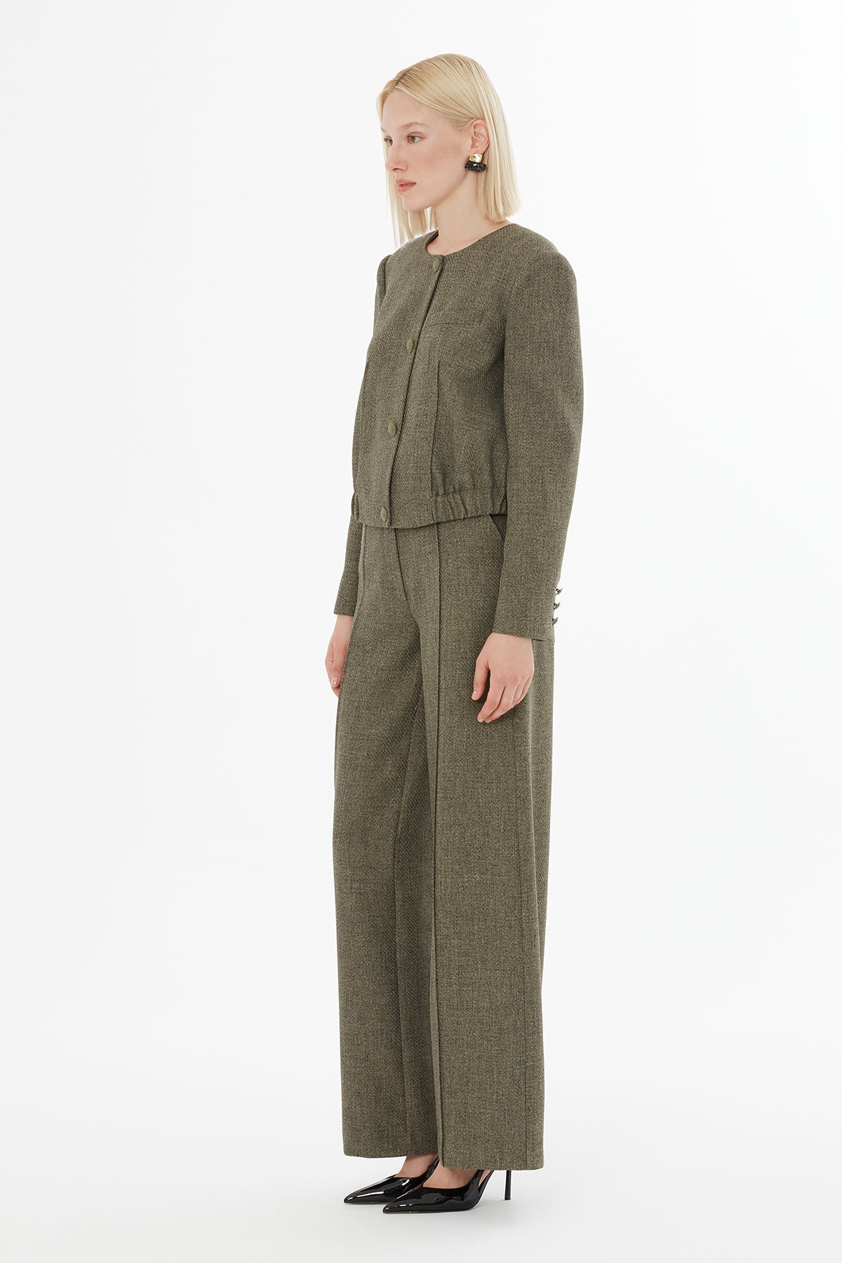 Green Suit with Elasticated-Waist Jacket