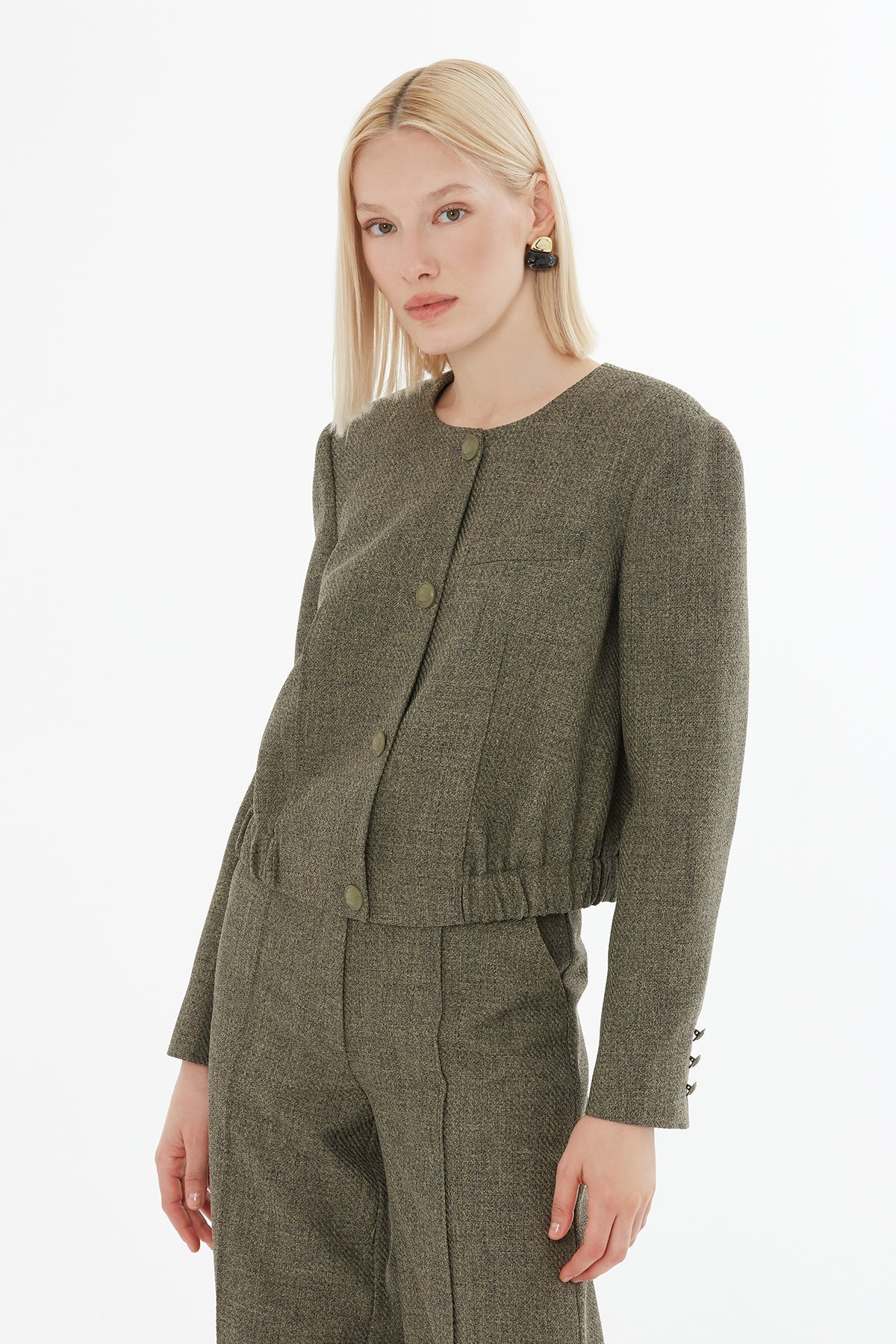 Green Suit with Elasticated-Waist Jacket