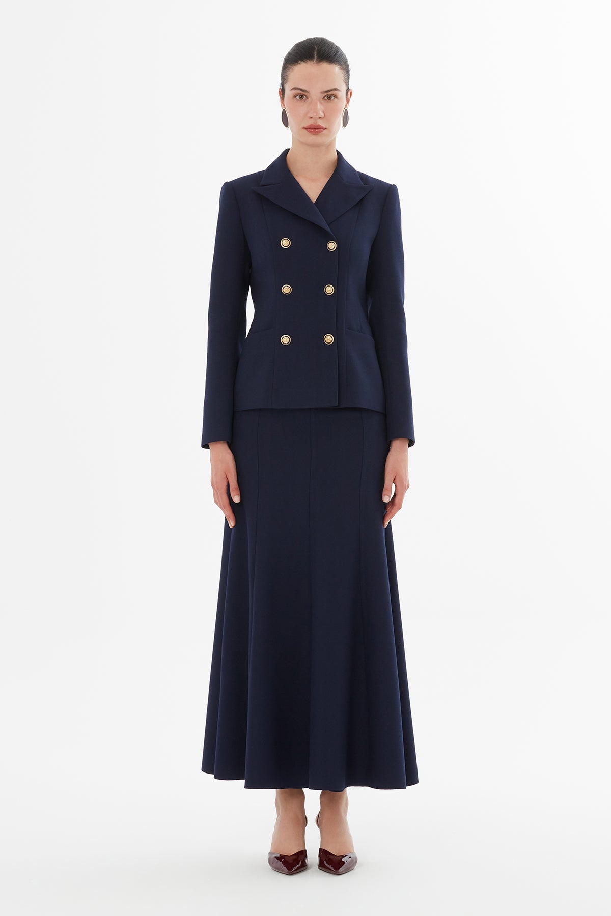 Navy Button-Down Jacket Suit