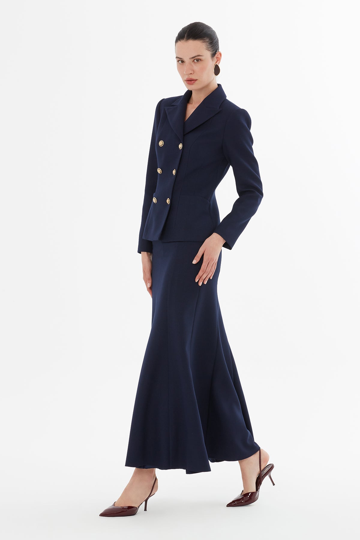 Navy Button-Down Jacket Suit